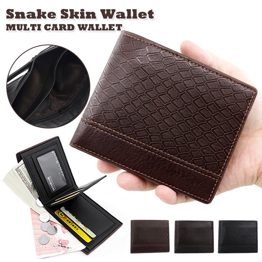 Portemonnaie, Geldbörse, Kurze Geldbeutel, Geldbörse Schlangenleder-Muster dark Blusmart Brieftasche brown