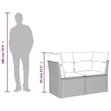 vidaXL Loungesofa Gartensofa 2-Sitzer mit Kissen Grau Poly Rattan