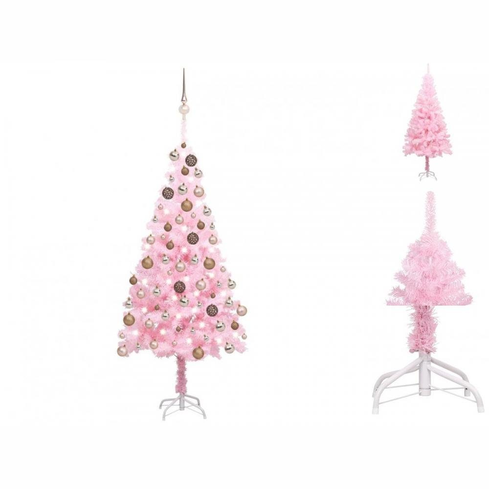 vidaXL Künstlicher Weihnachtsbaum Künstlicher Weihnachtsbaum mit LEDs Kugeln Rosa 180 cm PVC