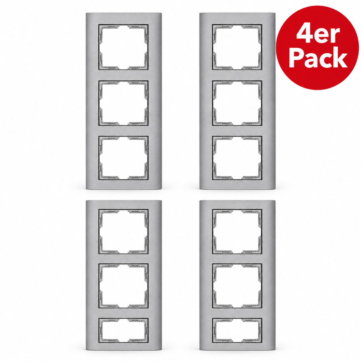 Kopp Abdeckrahmen 4X Athenis Abdeckrahmen 3-Fach Schalterrahmen Steckdosenrahmen, Lichtschalter Steckdose Unterputz Rahmen Elektroinstallation