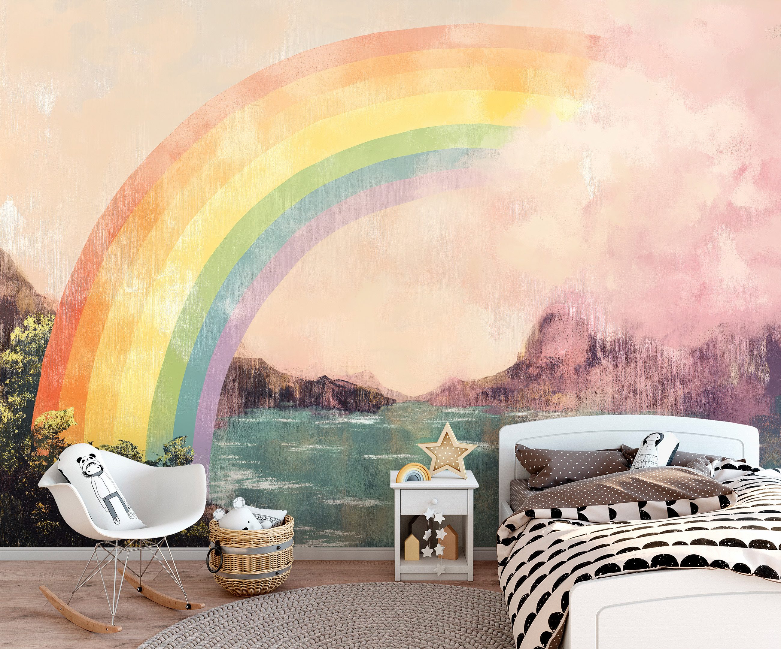 Wallarena Fototapete Kinderzimmer Regenbogen Fluss Bunt günstig online kaufen
