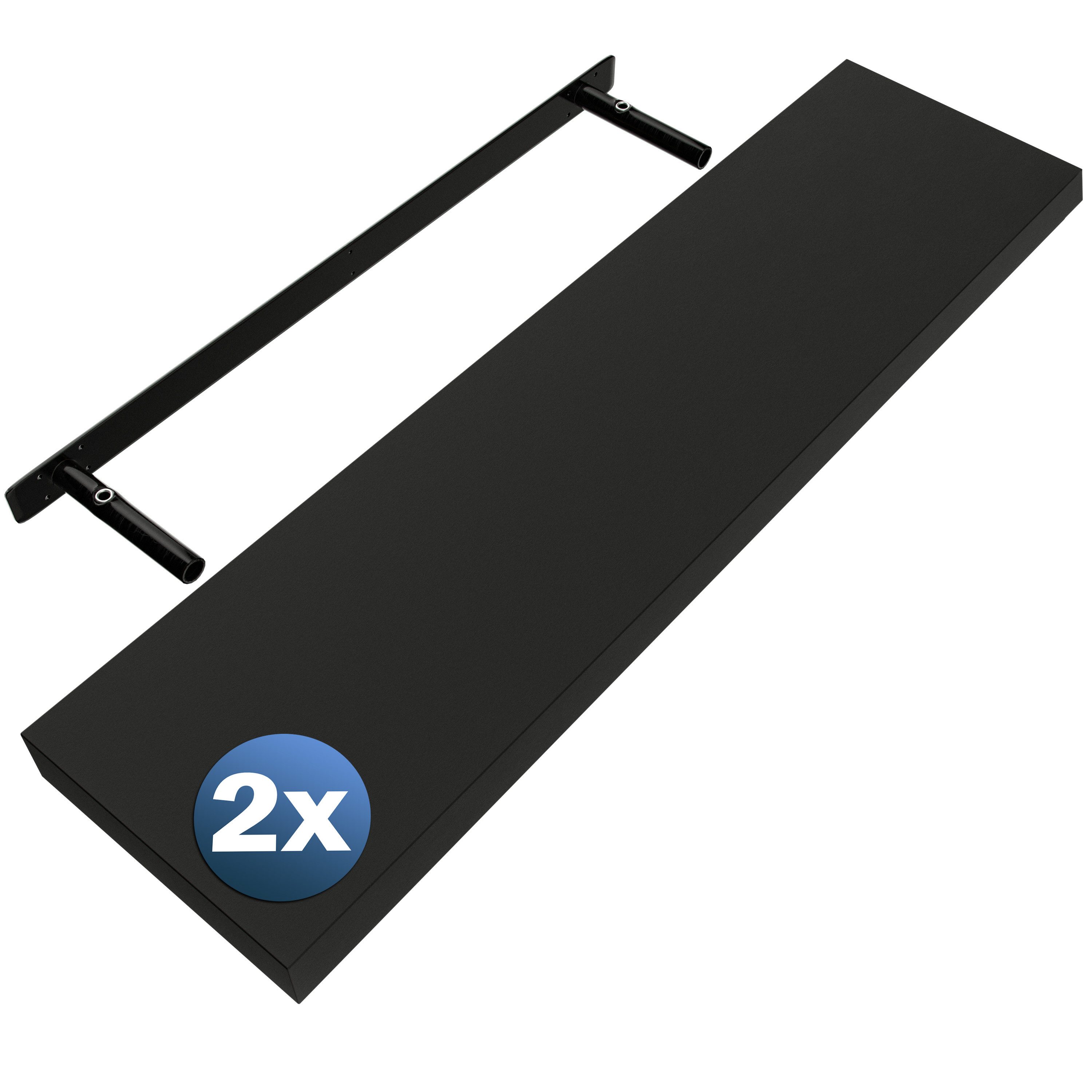 Casaria Wandregal, Schwarz Hängeregal mit Halterung 15kg Tragkraft Küche Matt 90cm