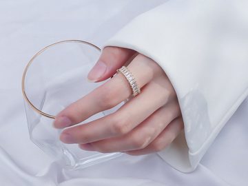 Eyecatcher Fingerring Offener Zirkonia Ring in Rippenwellen, Größenverstellbar
