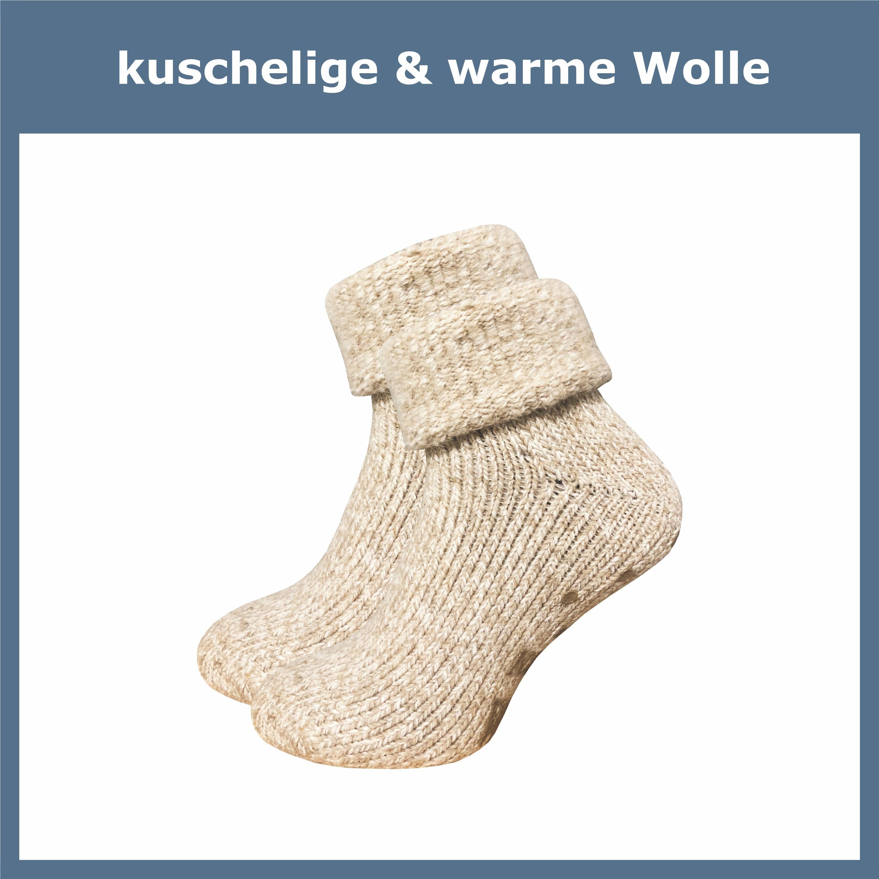 GAWILO ABS-Socken für Damen - Rutschfeste Haussocken mit Noppen - Dicke, warme Wolle (1 Paar) Warme Kuschelsocken aus Wolle helfen gegen kalte Füße - Stoppersocken