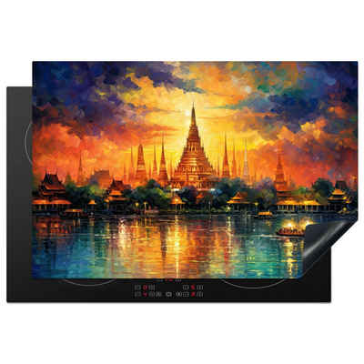 MuchoWow Herdblende-/Abdeckplatte Bangkok - Architektur - Sonnenuntergang, Vinyl, (1 tlg), 77x51 cm, Ceranfeldabdeckung, Arbeitsplatte für küche