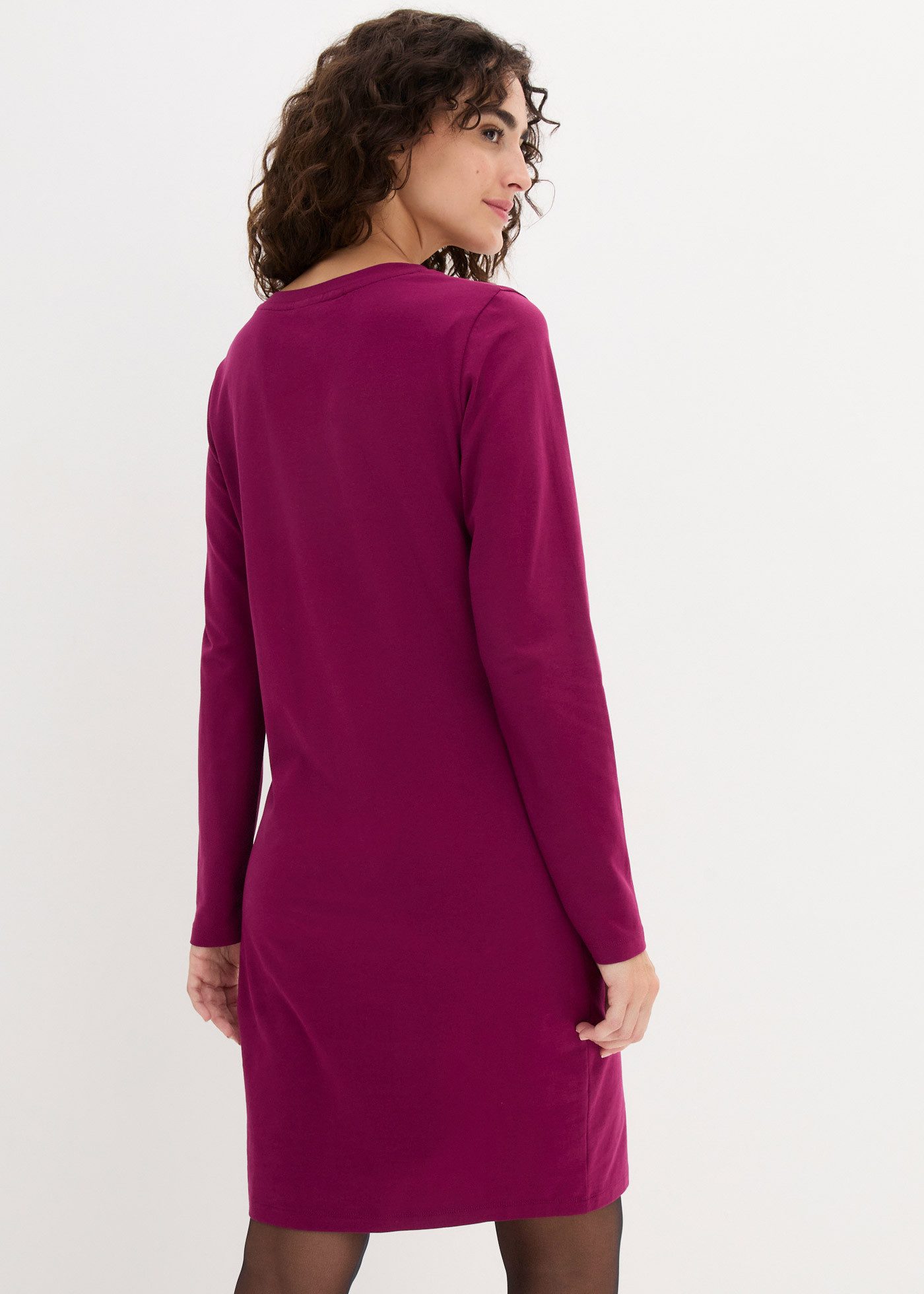 bonprix Jerseykleid (Packung, 2-tlg) für Alltag, schmale Passform, aus Baumwollmischung, kniefrei