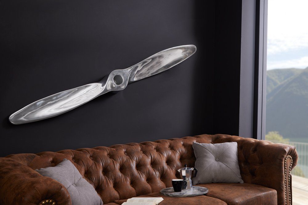 Wanddekoobjekt St), Schlafzimmer Metall Flugzeug-Propeller SCREW II silber 110cm · Wohnzimmer riess-ambiente · · (1