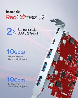 Inateck PCIe zu USB 3.2 Karte mit 20 Gbit/s Bandbreite 3A+2C Ports PC-Controller