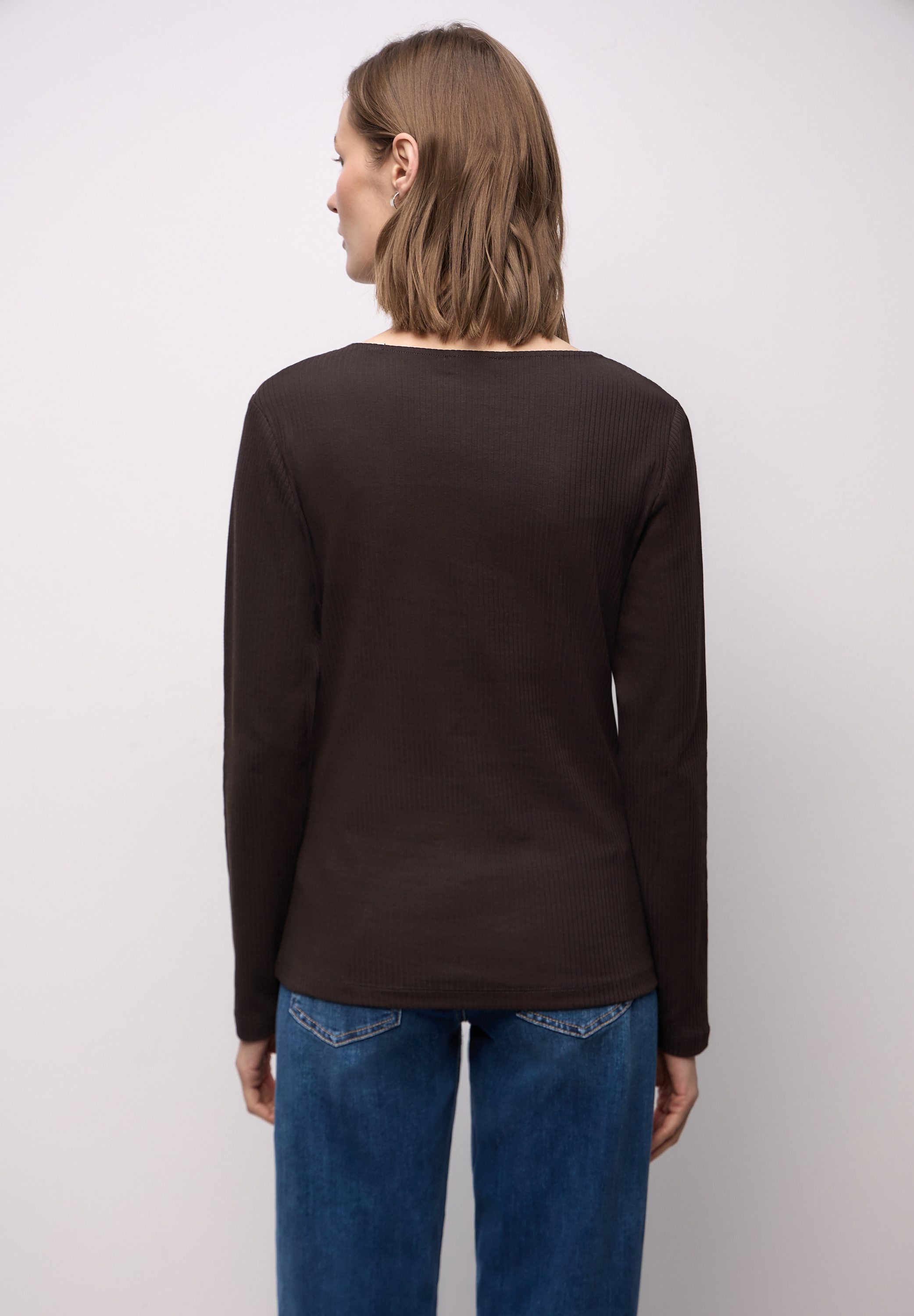 STREET ONE Langarmshirt aus Baumwolle mit Stretchante günstig online kaufen