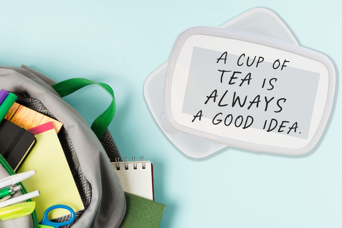 MuchoWow Lunchbox Sprichwörter - Kinder Zitate, Tasse Brotdose, und eine - Idee für weiß gute Brotbox ist immer Tee Mädchen für Tee und (2-tlg), Kunststoff, Eine Jungs Erwachsene, 