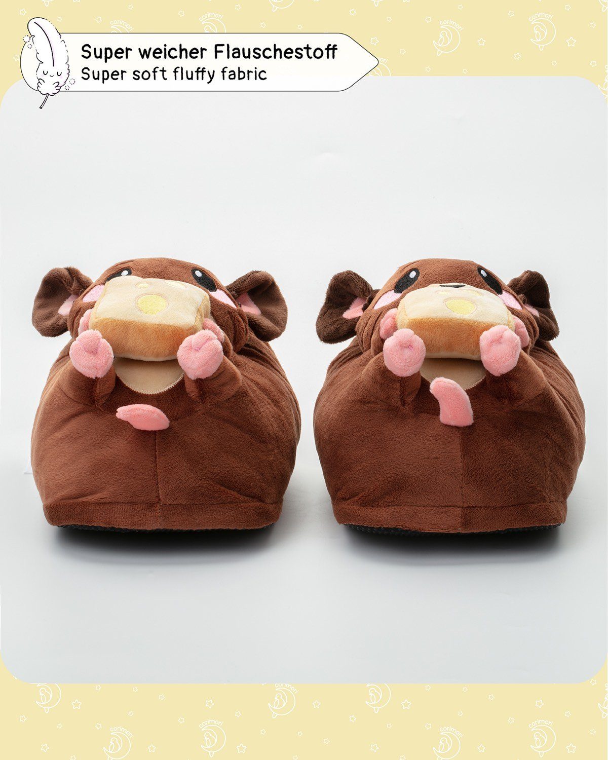 Corimori Süße, flauschige Maus Tier-Pantoffeln, Slipper Plüsch Hausschuhe (Packung, Geschenk) warme, weiche Puschen, EU Einheitsgröße 34-44, Raggy die Maus