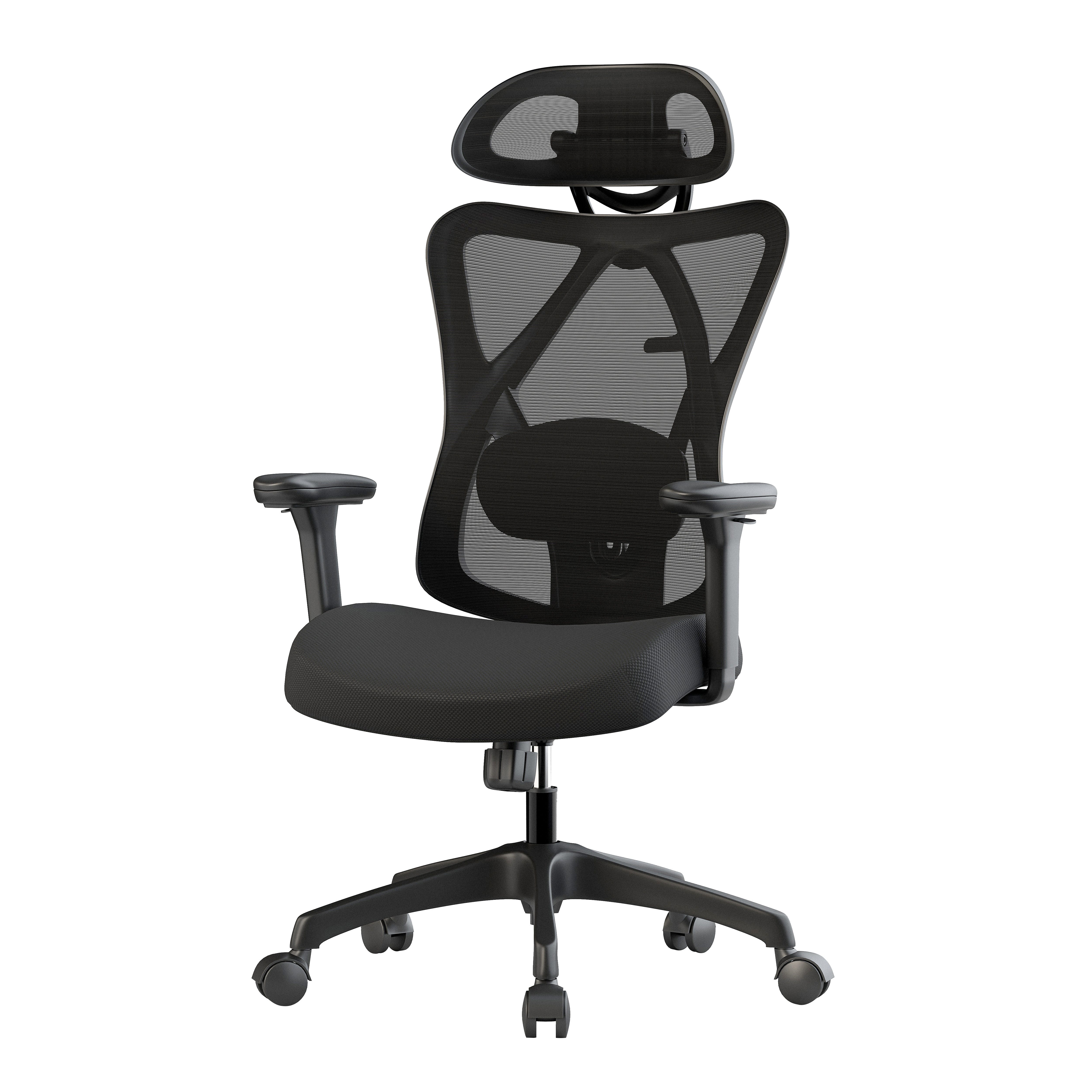 FOXSPORT Bürostuhl Ergonomischer Bürostuhl Schreibtischstuhl Drehstuhl Chefsessel (Atmungsaktiver und bequemer Bürostuhl, Super Taillenstütze zur Linderung von Rückenschmerzen), 6D-Lendenwirbelstütze, drei Stufen bis zu 130°neigbar