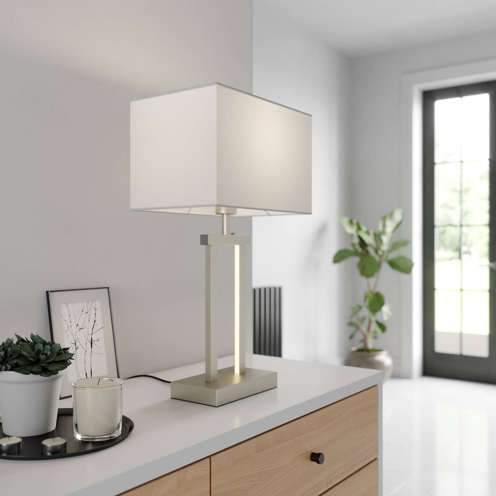 Lindby Tischleuchte Sigurd, Enthalten, 1 x 60 W E27 (exkl) + 1 x 5,5 W LED (inkl)