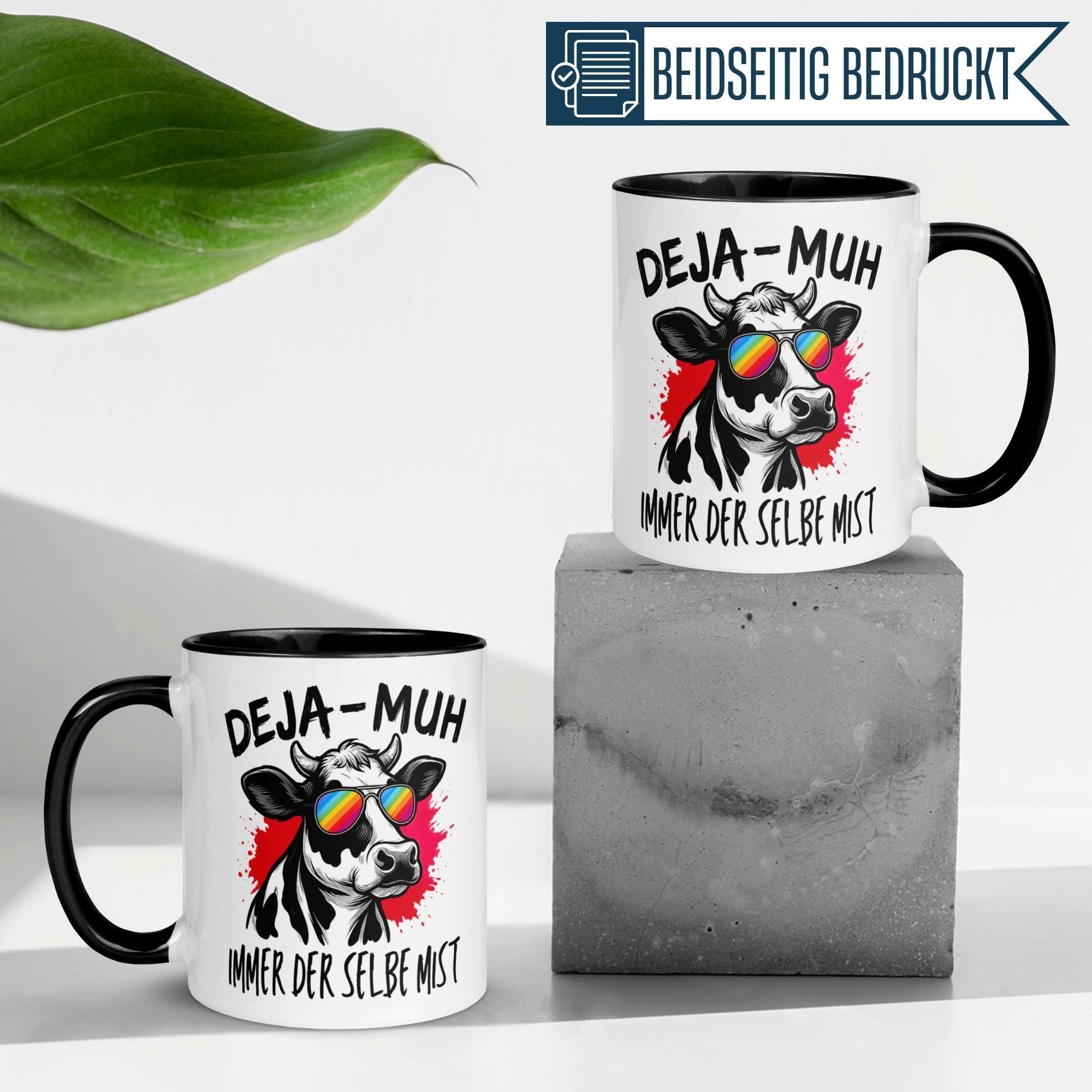 Momentals Tasse Kuh – „Deja-Muh – Immer der selbe Mist“ – lustiges Geschenk Landwirt, Gratis Versand · Links-&Rechtshänder · Spülmaschinenfest