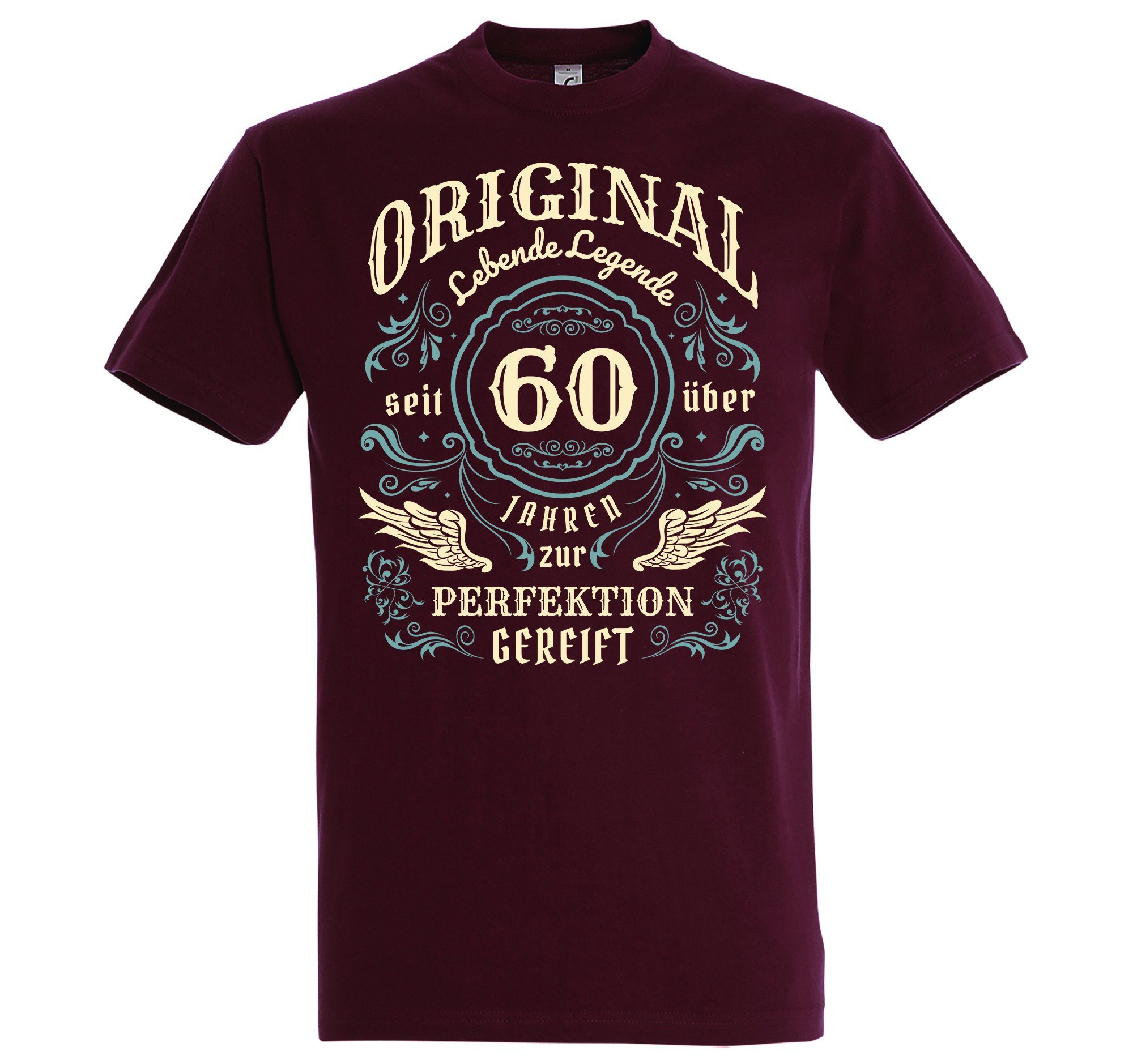 Youth Designz T-Shirt "Lebende Legende Seit 60 Jahren" Herren Shirt mit lustigem Geburtstatgs Frontprint Burgund