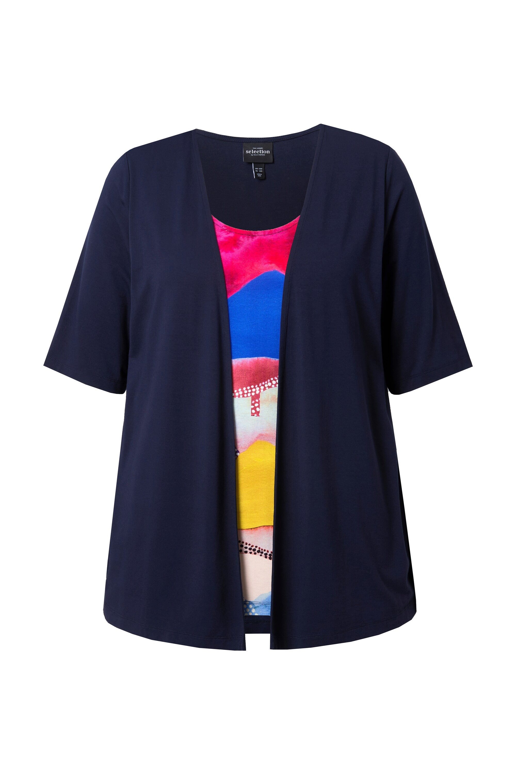 Ulla Popken T-Shirt 2-in-1-Shirt Rundhalsausschnitt Halbarm günstig online kaufen
