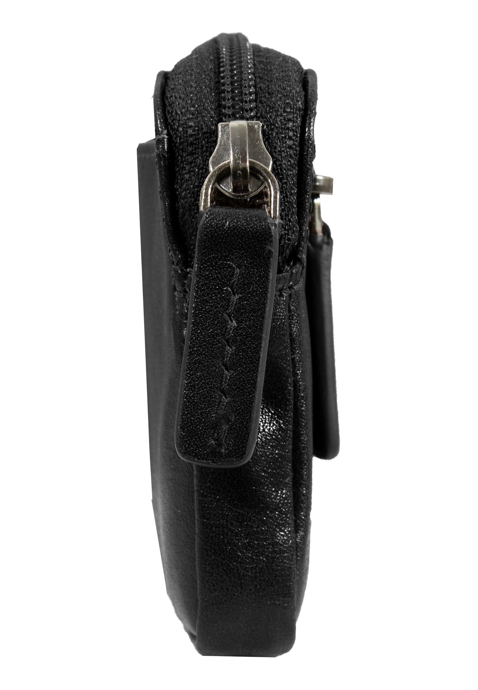Braun Büffel aus COUNTRY hochwertigem Rindleder M Schlüsseltasche Zipper, schwarz Schlüsseletui