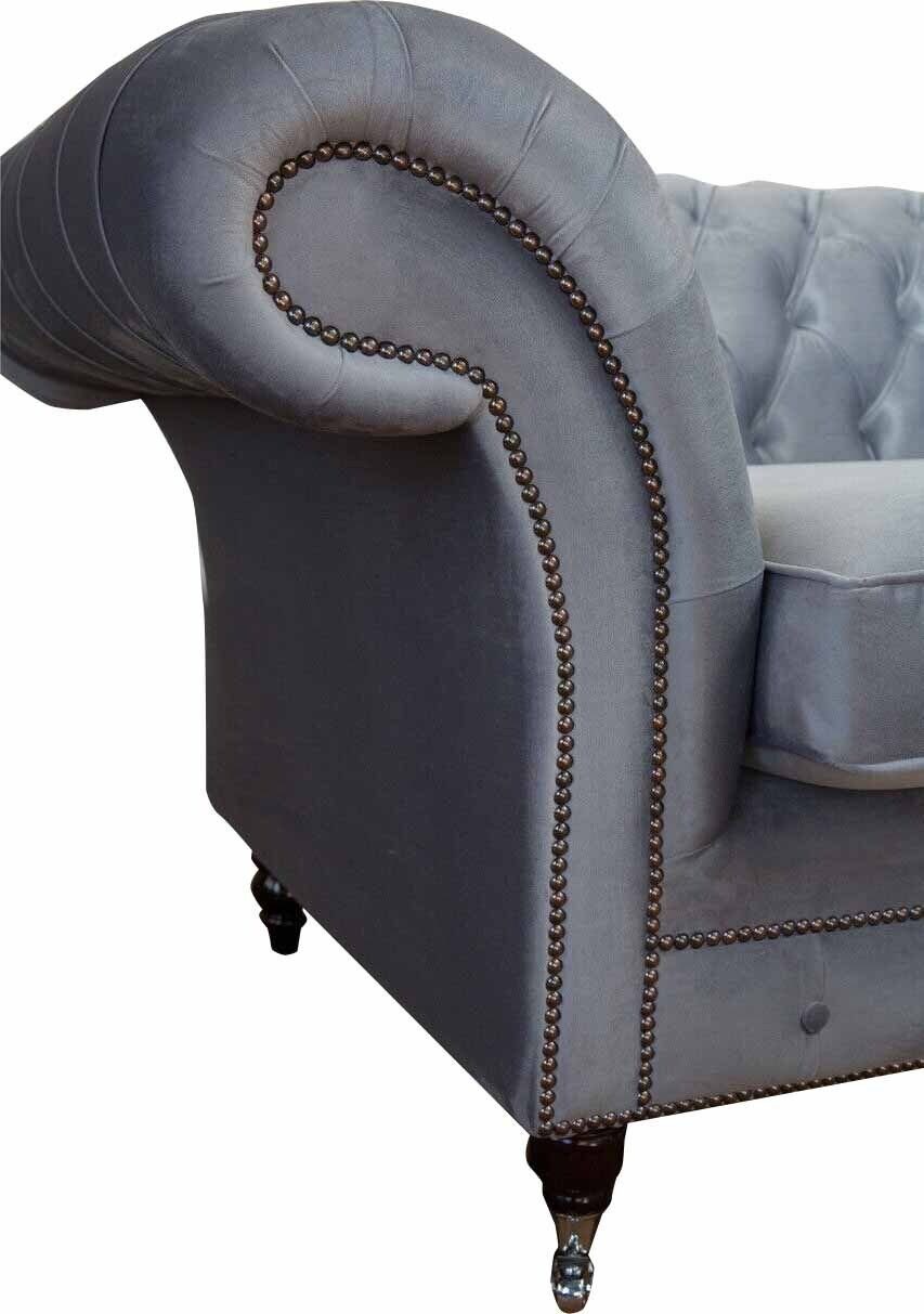 Sessel Sessel Grau, JVmoebel In Textil Couch Europe Sofa Lounge Stoff Sofas Made Couchen Chesterfield