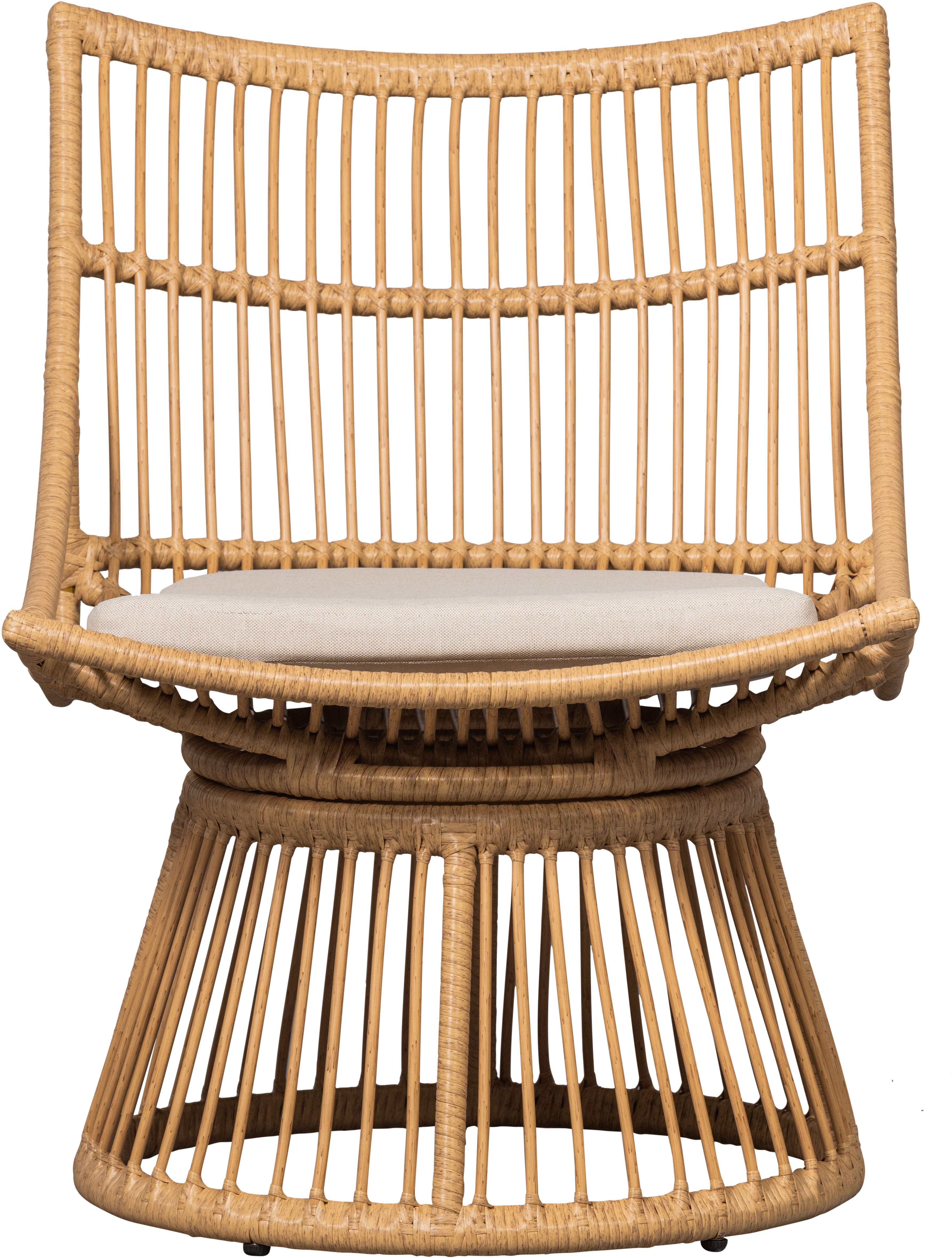 WOOOD Rattanstuhl Alatna aus handgeflochtenem Kunststoffgeflecht H 80 x B 64 cm, Für Innen- und Außenbereich, stabiler Alurahmen, inkl. Sitzkissen