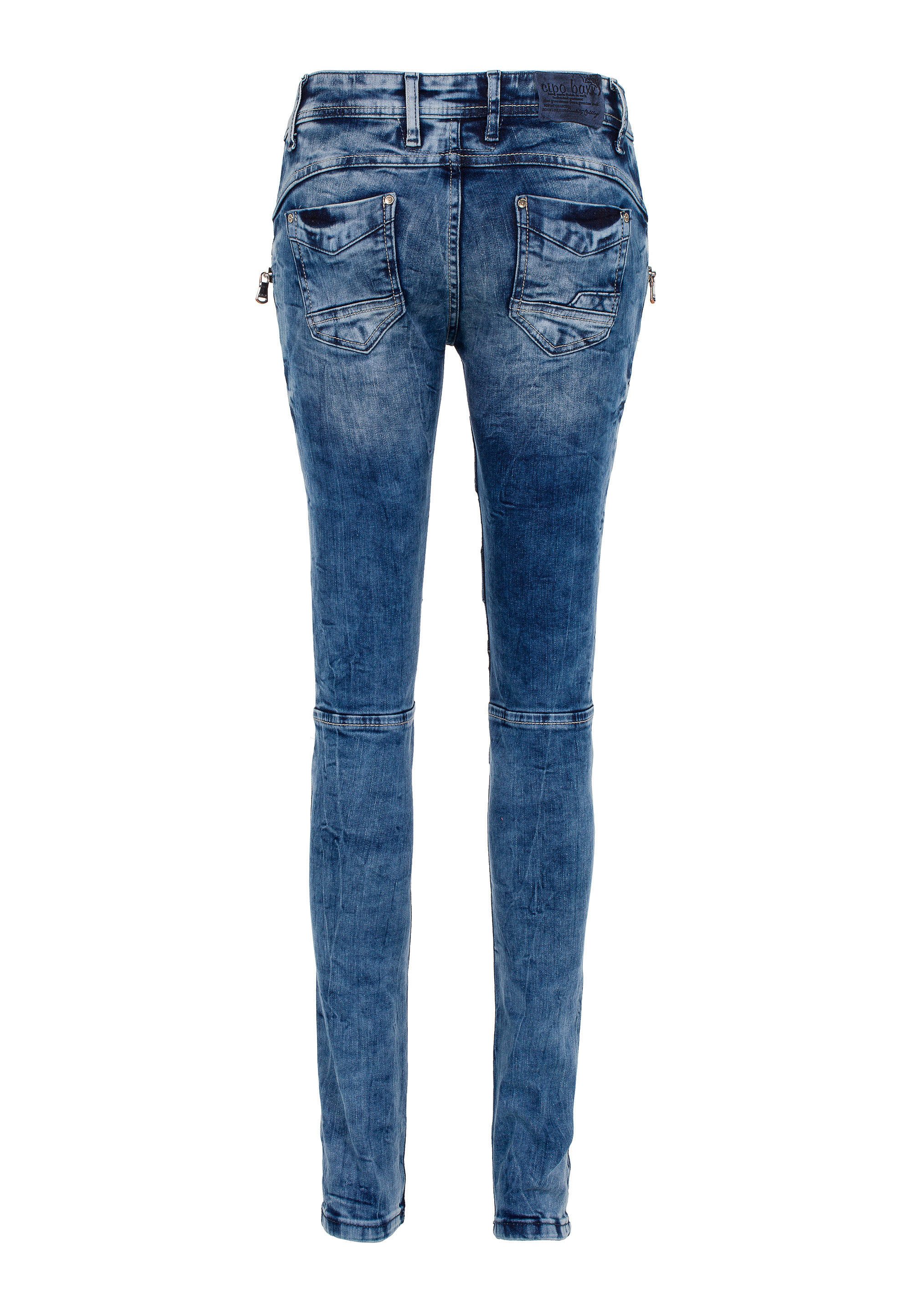 Cipo & Baxx Slim-fit-Jeans Jeans mit coolen Stickelementen, WD381 – Bild 4 von 5