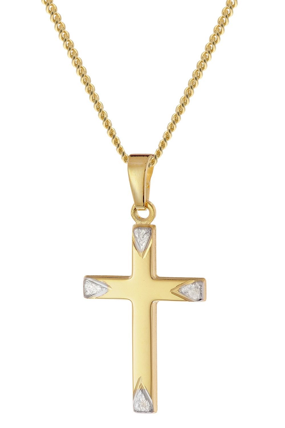 trendor Panzerkette Kreuz-Anhänger Gold 333/8K 21 mm an goldplattierter Sil günstig online kaufen