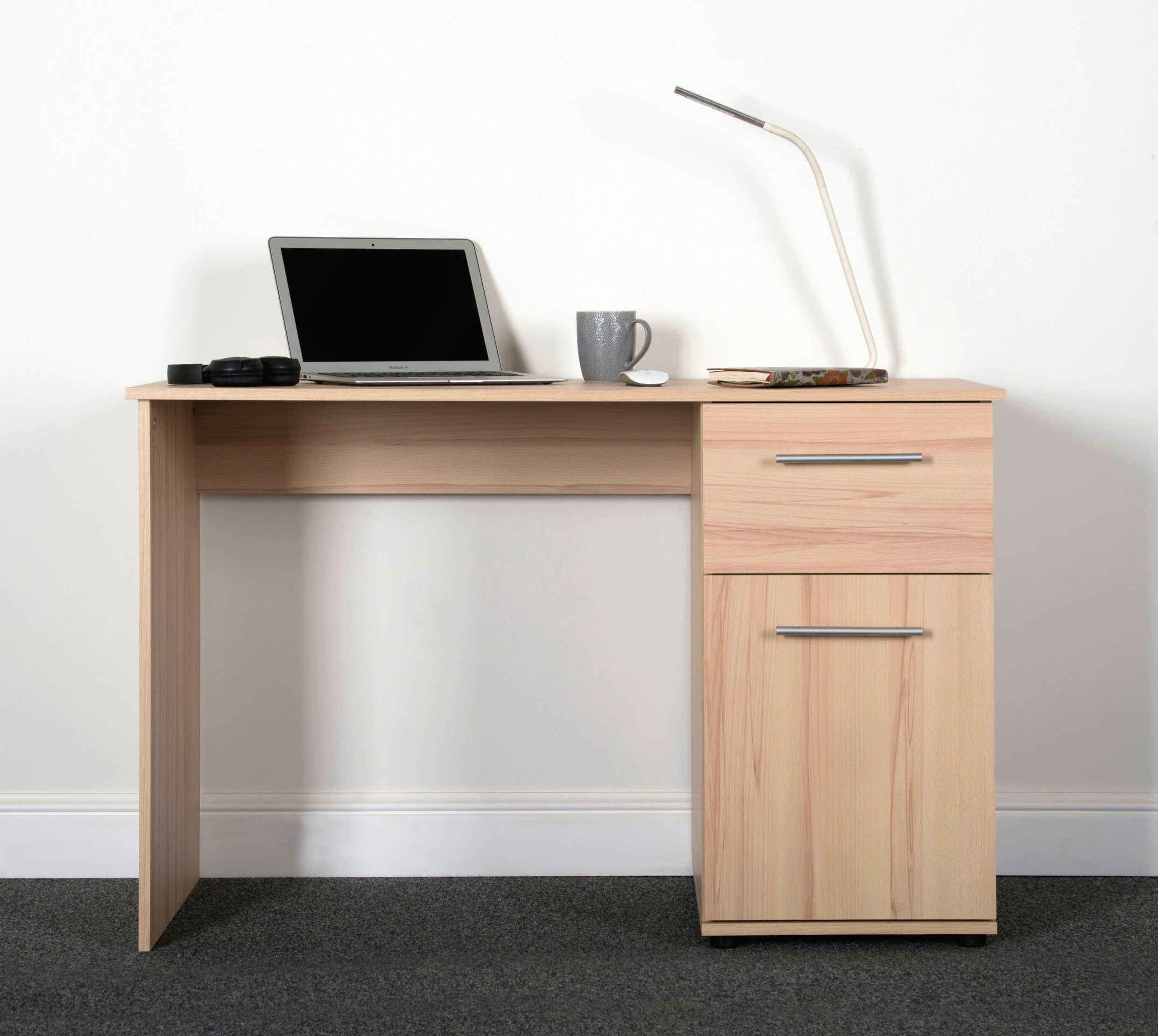 VOGL Möbelfabrik Schreibtisch Tobi, wahlweise mit 3 Schubkästen oder 1 Schubkasten/1 Tür, optional mit Tastaturauszug, Breite 115 cm