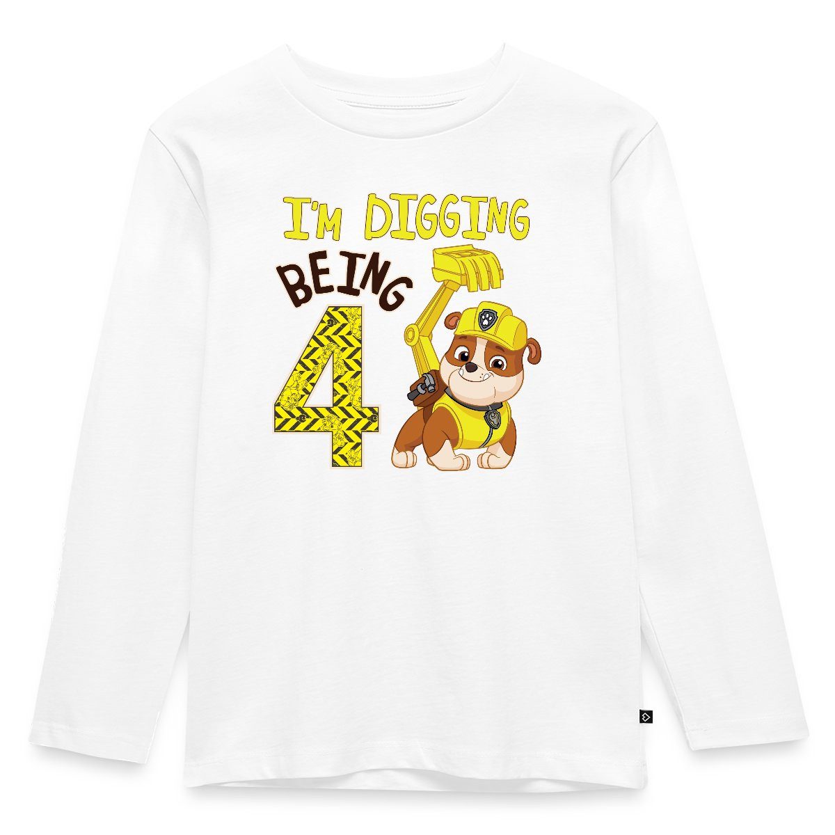 T-Shirt Paw Patrol Rubble 4. Geburtstag Kinder Premium Langarmshirt