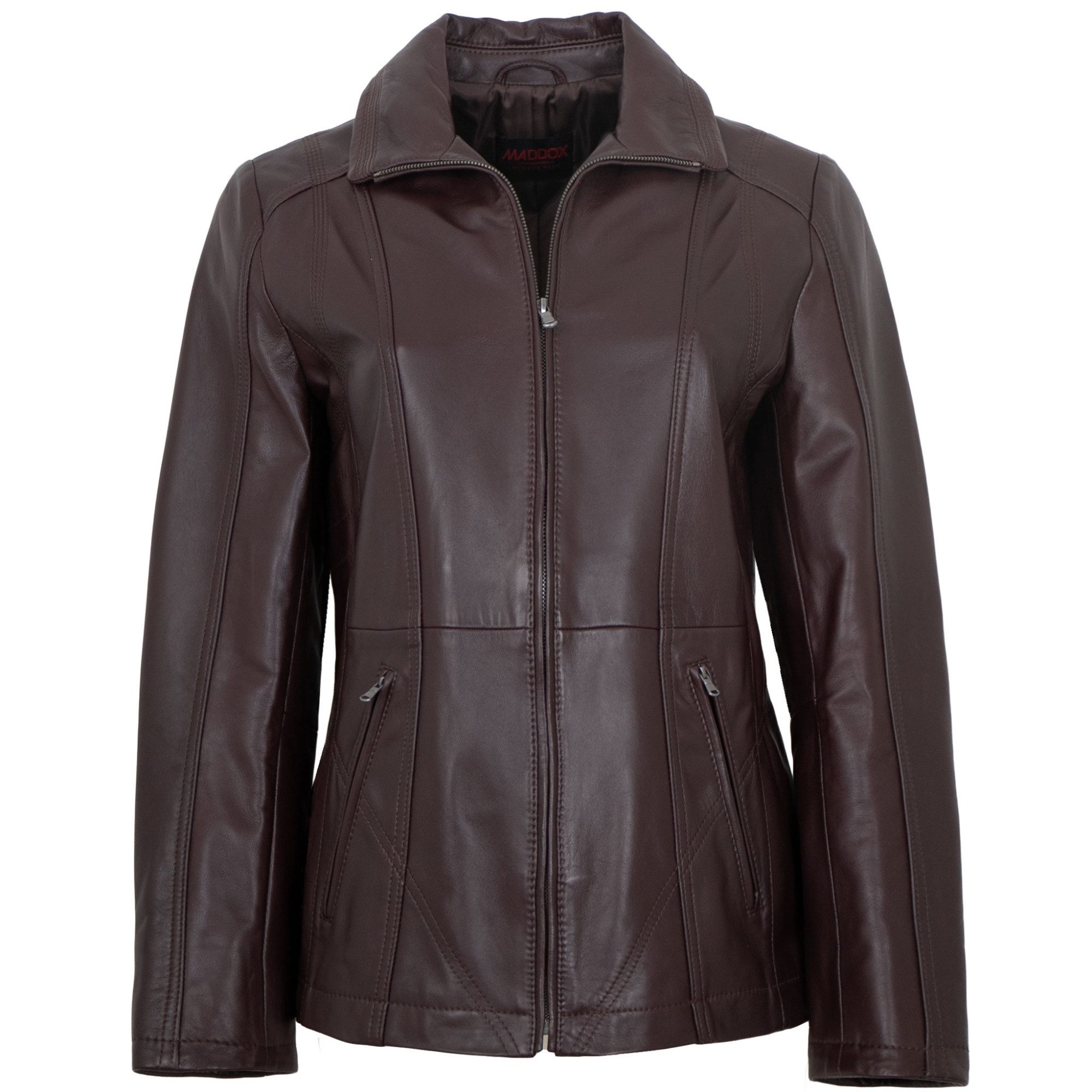Maddox Lederjacke Line MADDOX - Damen Lederjacke Lammnappa bordo
