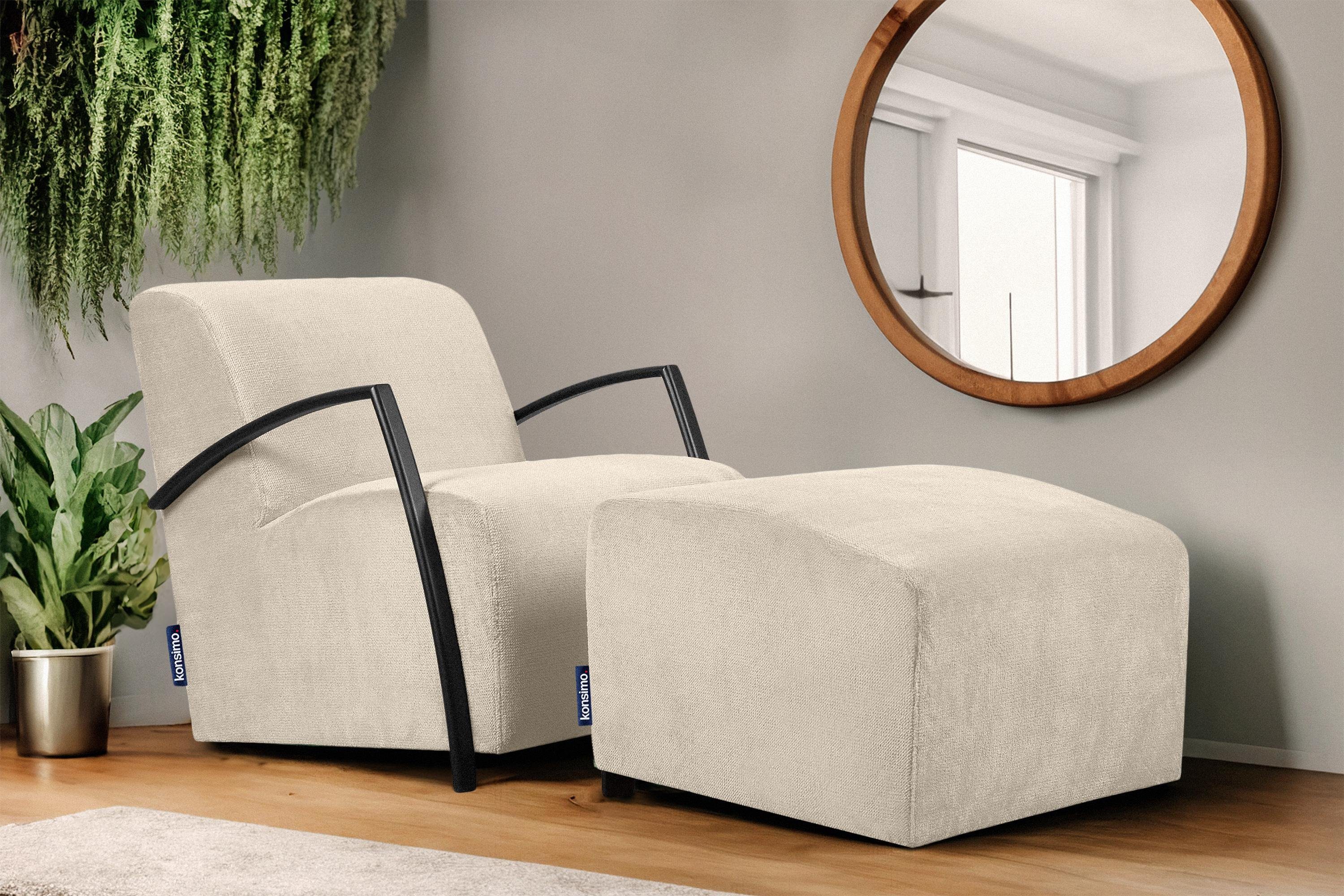 Konsimo Cocktailsessel für CARO cremefarben bequemes Feder Sessel, Sitzen im gewellter ergonomische Form cremefarben | mit Sitz