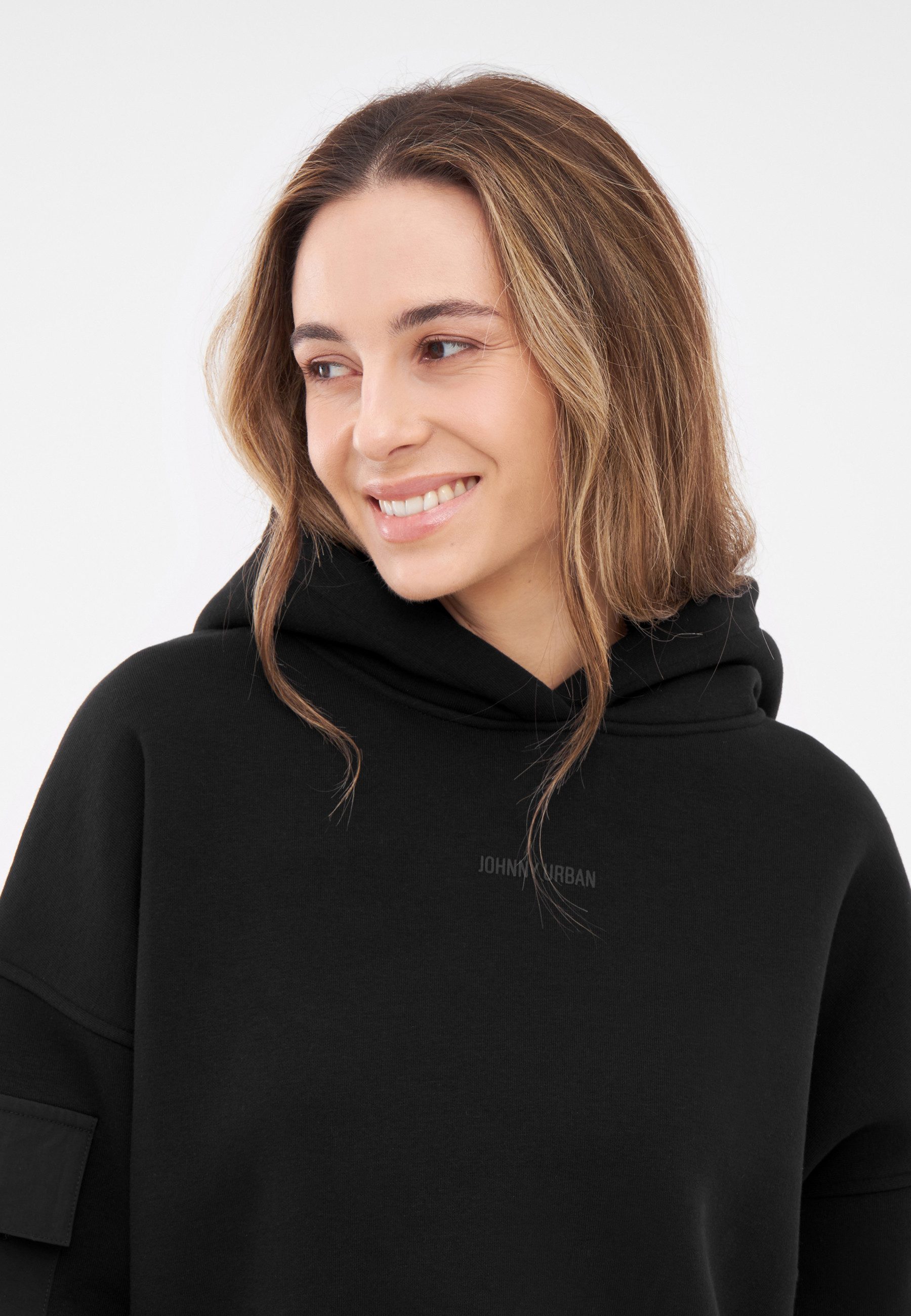 Johnny Urban Hoodie Carly Cropped Hoodie mit aufgesetzten Taschen (1-tlg) Kurzes Kapuzensweatshirt aus dickem Stoff, weich und knitterfrei
