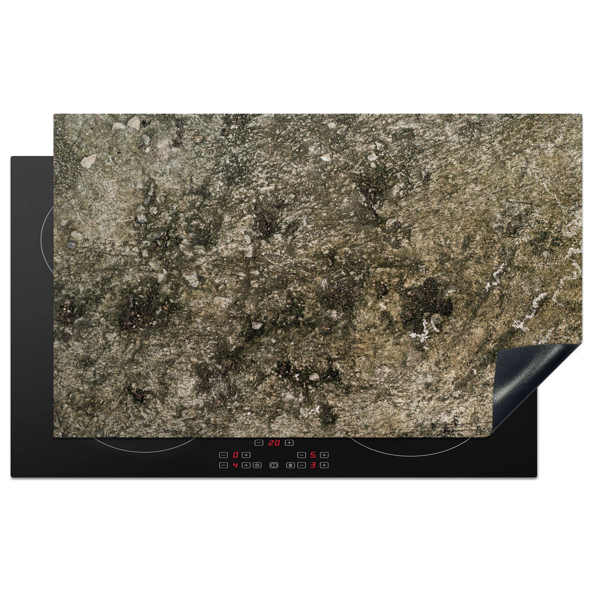 MuchoWow Herdblende-/Abdeckplatte Beton - Induktionsschutz - Antik - Design - Abdeckplatte für Kochfeld, Vinyl, (1 tlg), 83x51 cm, Ceranfeldabdeckung, Arbeitsplatte für küche