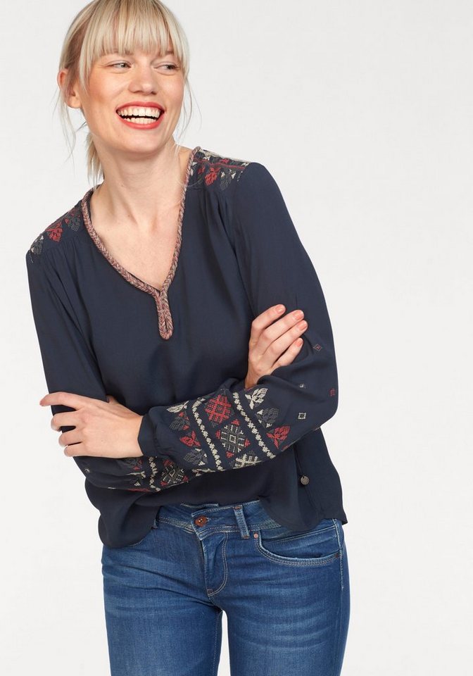Pepe Jeans Schlupfbluse »ANUBIS« mit Flechtdetail am Ausschnitt Pepe Jeans Schlupfbluse »ANUBIS« mit Flechtdetail am Ausschnitt