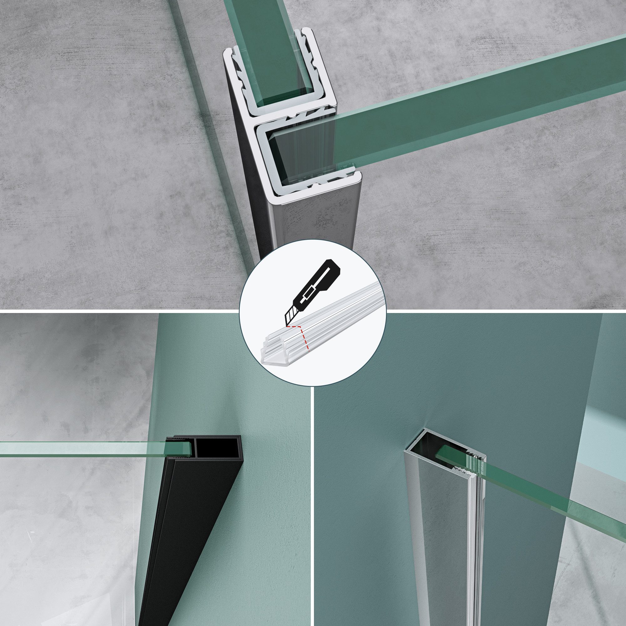 Mai & Mai Duschdichtung Ersatzdichtung für 6mm Glasstärke Wanddichtung Eckabdichtung, L: 200 cm