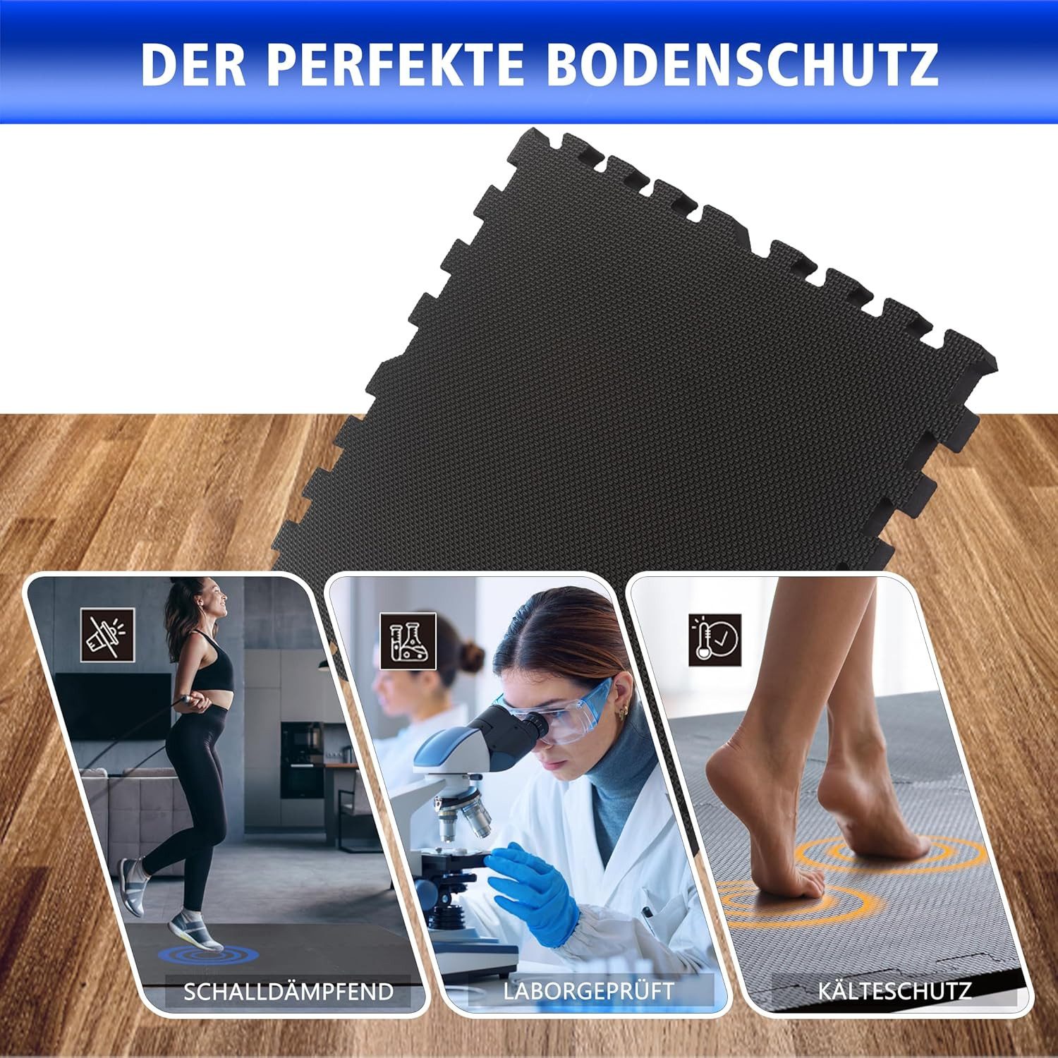 BodenMax Bodenturnmatte Bodenschutzmatte EVA Puzzlematten Sportmatte, 58x58x1cm (12-St)