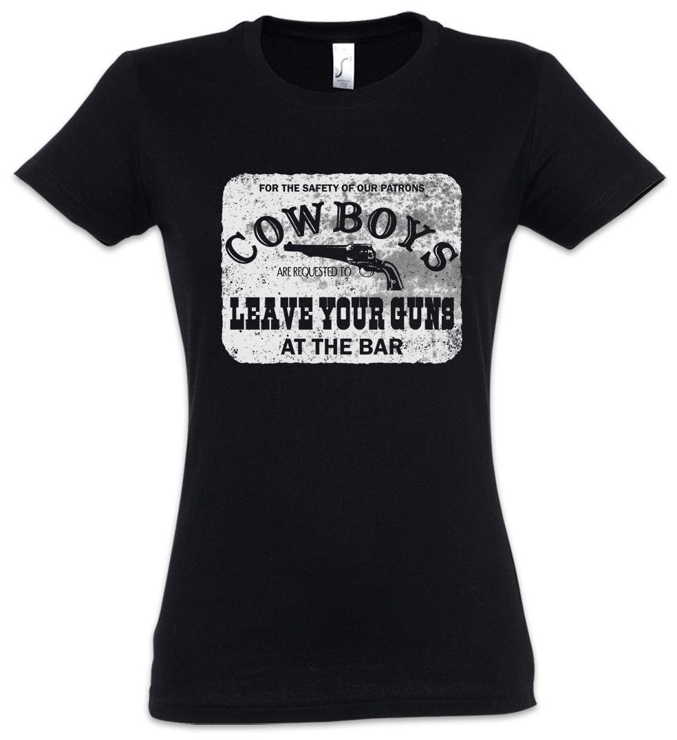 Urban Backwoods Print-Shirt Cowboys Safety Sign Damen T-Shirt Cowgirl USA US Confederate Western (1-tlg) Country Rodeo Native American