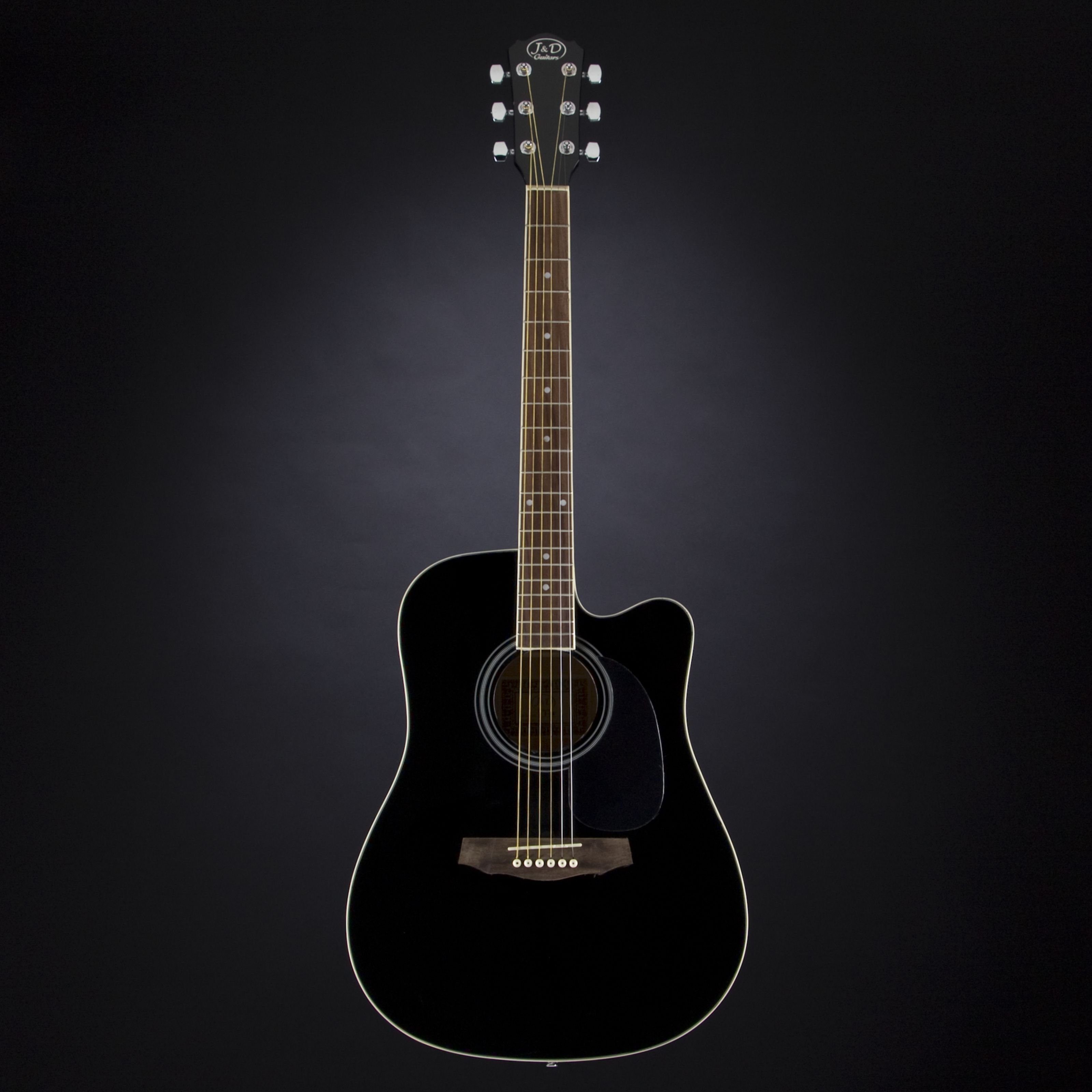 J & D Westerngitarre, D-60 Westerngitarre Akustik-Gitarre für Anfänger und Einsteiger Acoustic Guitar Dreadnought mit Cutaway und schwarzer Hochglanz Fichtendecke, Westerngitarren, Dreadnought Gitarren, Westerngitarre, Akustik-Gitarre, Dreadnought