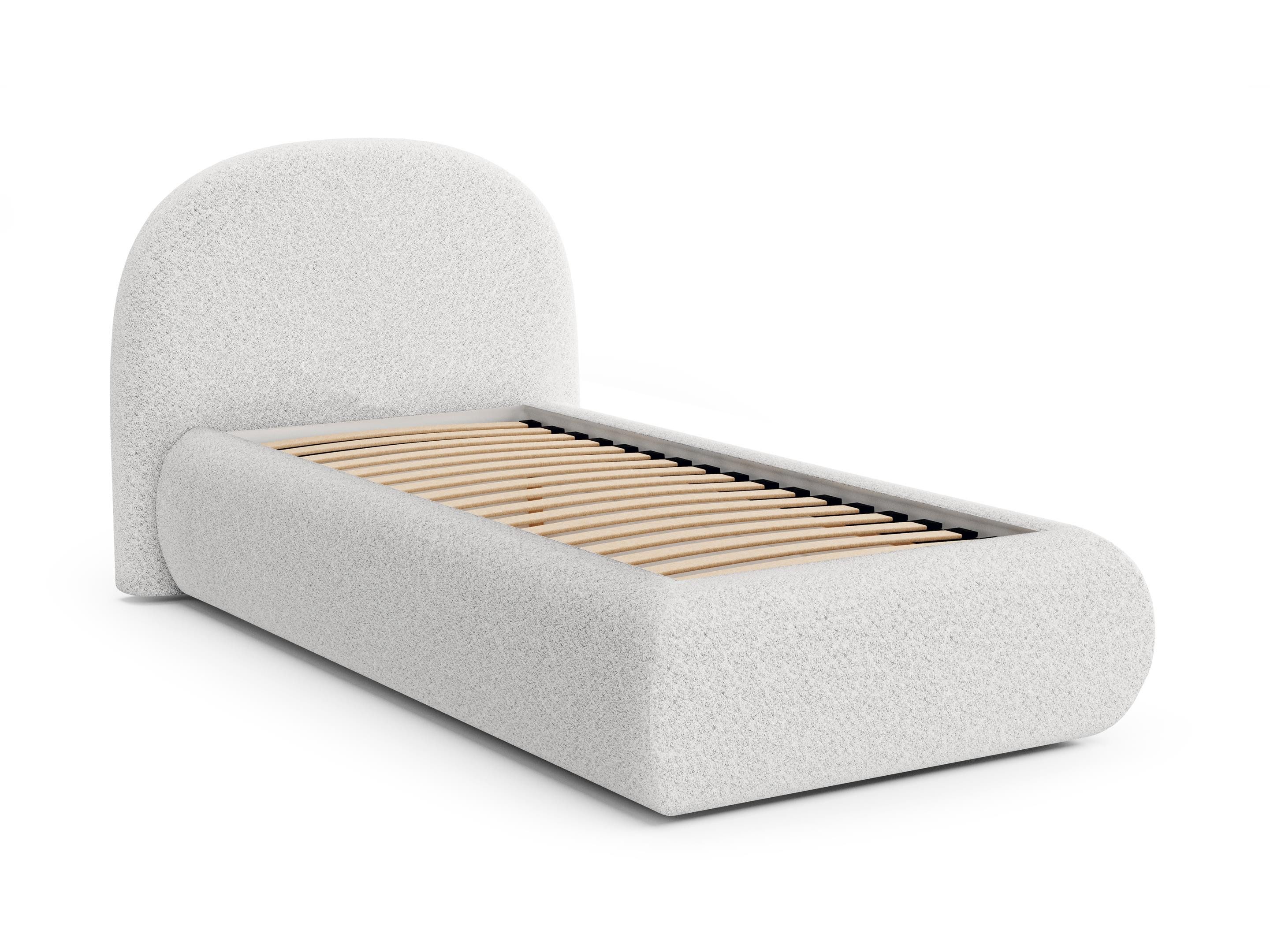 Beautysofa Polsterbett MOTTI 90x200 mit Bettkasten und gepolstertem Kopfteil (mehrere Farben, Bouclé-Stoff), wahlweise ohne Matratze oder mit Matratze