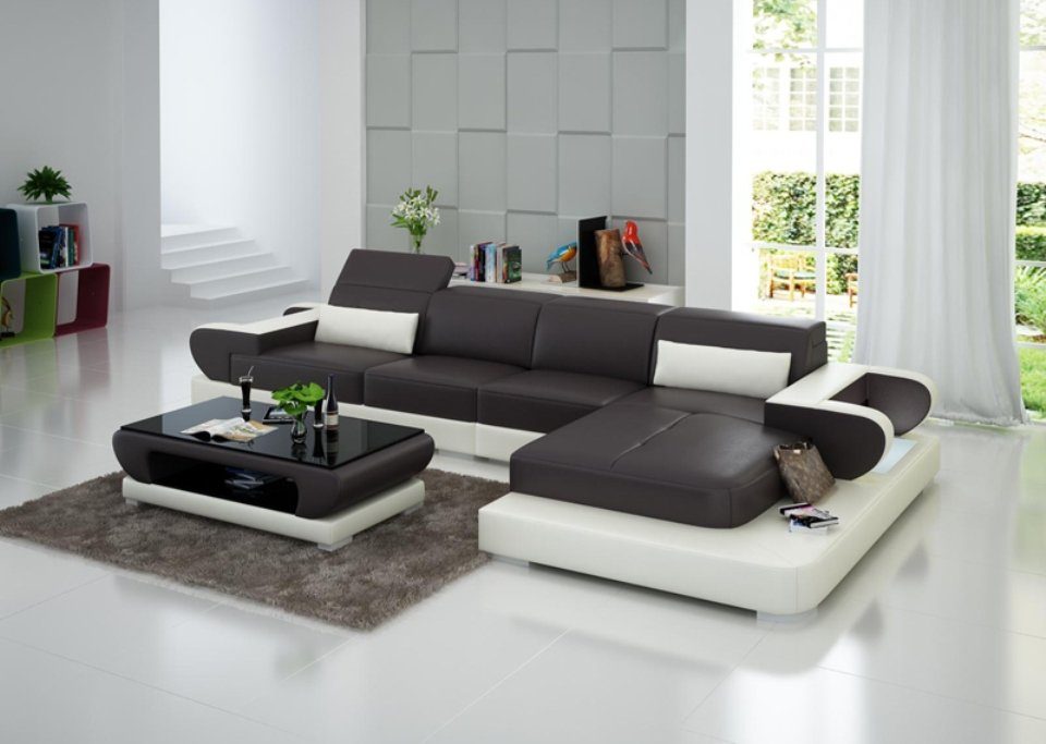 JVmoebel Ecksofa, Modern Ledersofa Design Wohnlandschaft Ecksofa Couch Sofa