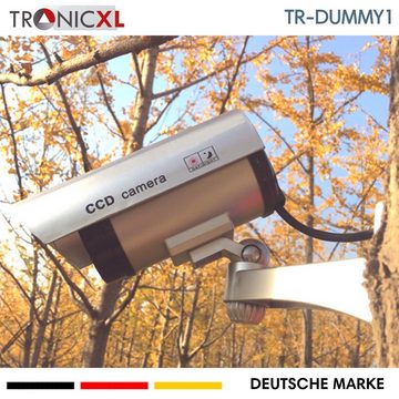 TronicXL 4x Dummy Cam Kamera attrappe CCTV Außen Innen Outdoor Wand Fake silber Überwachungskamera Attrappe (Innenbereich, Außenbereich, 4-tlg., Kameraaattrappe mit blinkender LED Außen)