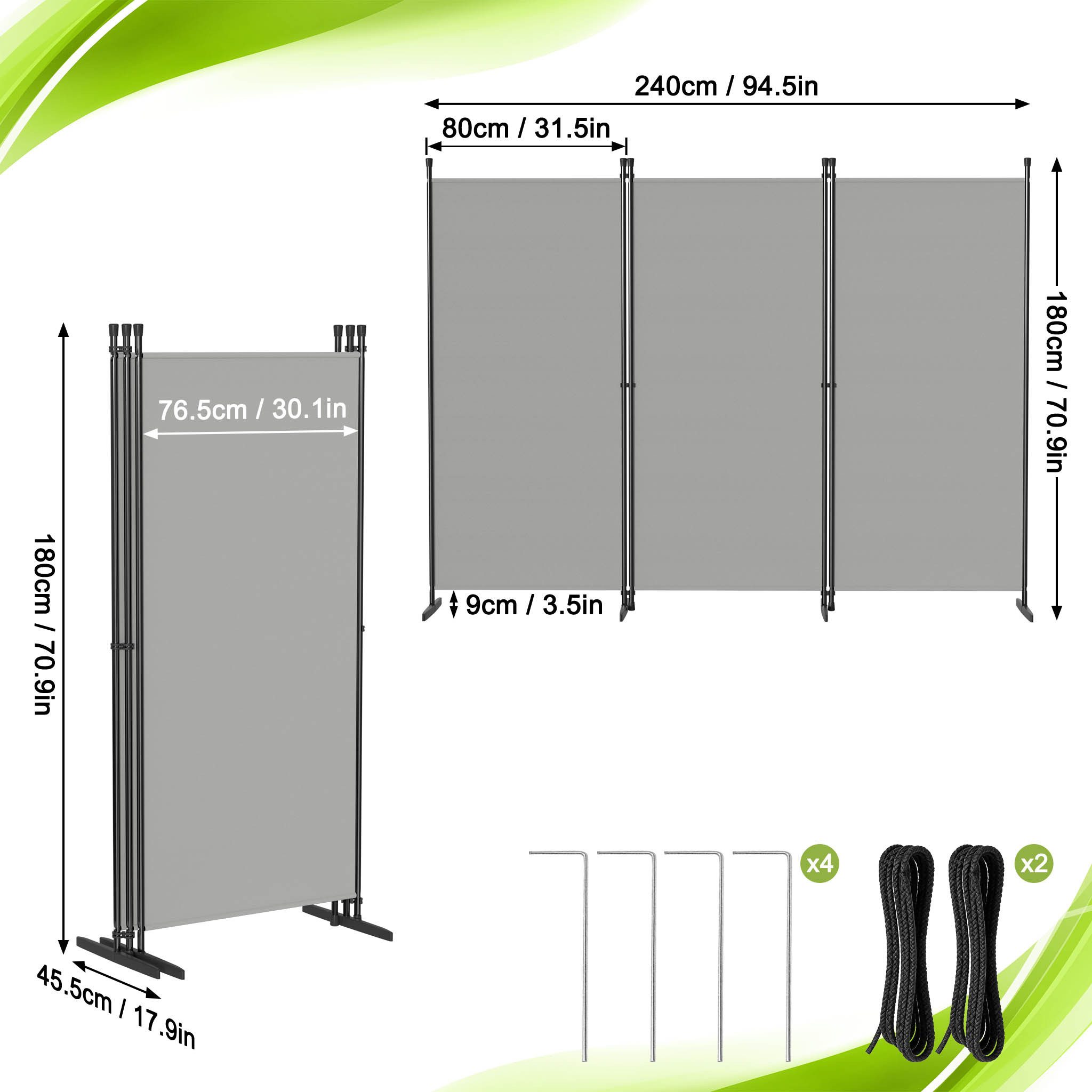 FIVMEN Paravent Raumteiler Klappbar Trennwand Freistehend Sichtschutz Raumtrenner, für Innen und Außenbereich, Ideal für Wohnzimmer und Garten