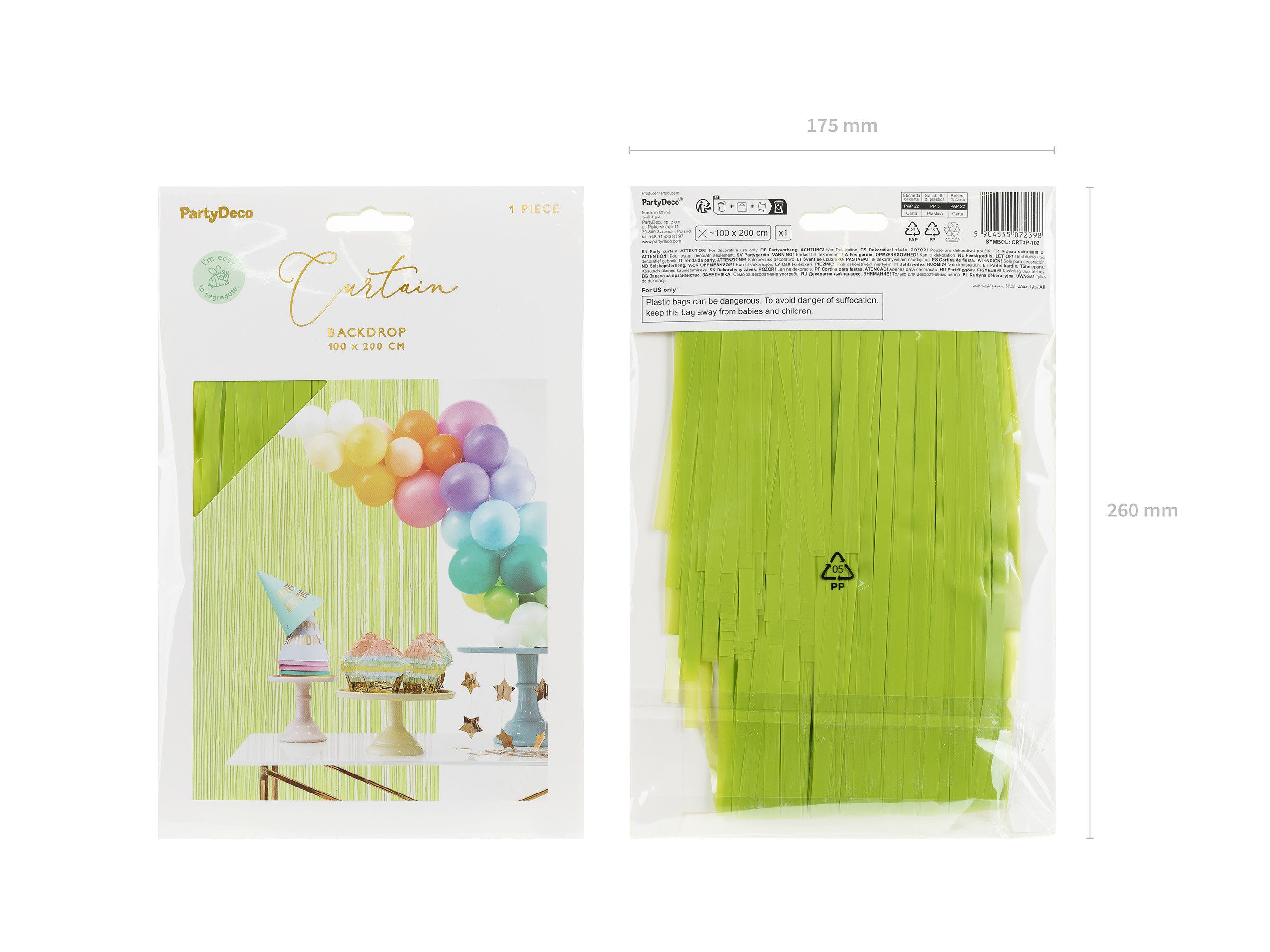 partydeco Dekorationsfolie, Lametta Vorhang 100x200cm Hellgrün günstig online kaufen