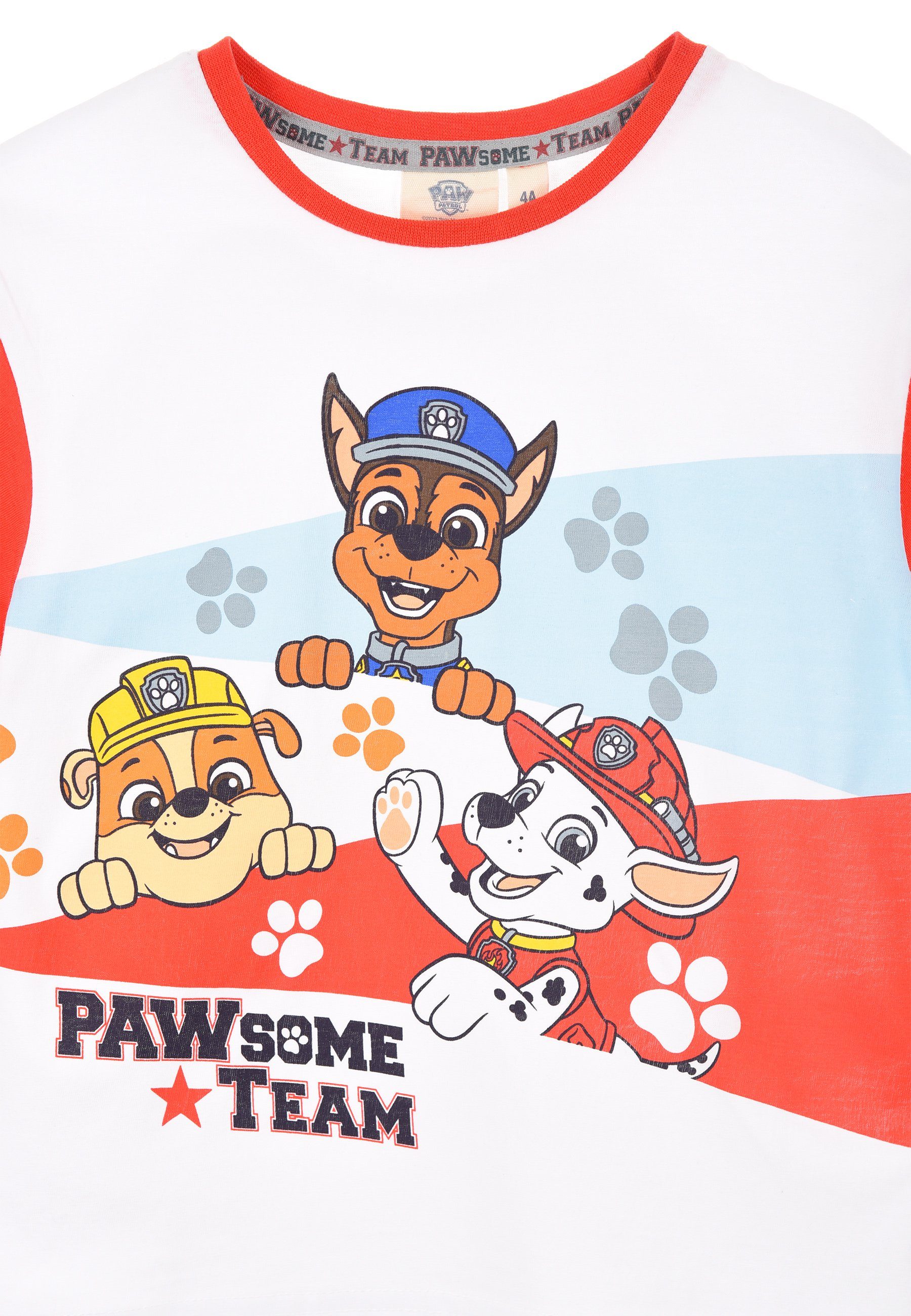 PAW PATROL T-Shirt Chase Oberteil Jungen Rubble Marshall Rot T-Shirt Kinder