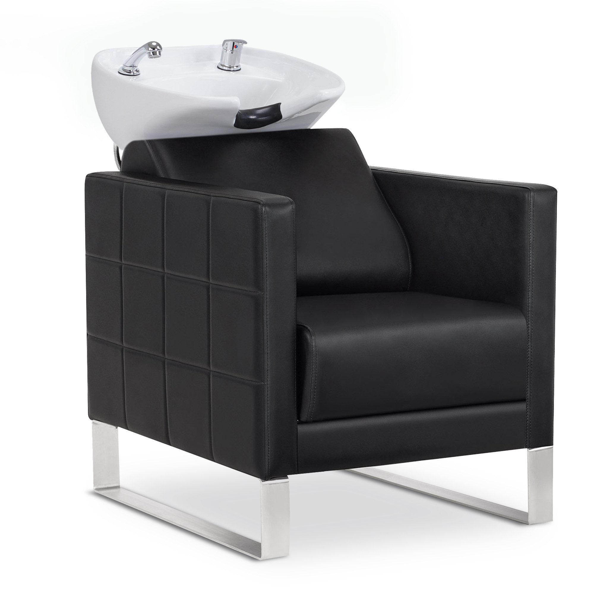 Barberpub Waschbecken BarberPub Friseurstuhl mit Waschbecken 8611, ohne Hocker, Friseurwaschbecken aus Keramik, Verstellbar