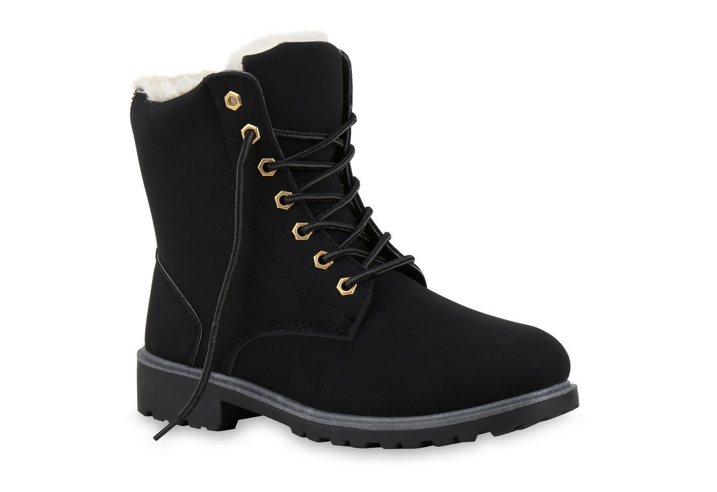 VAN HILL 812923 Stiefelette Warm Gefütterte Worker Boots Damen Outdoor Stiefeletten Robust 814346