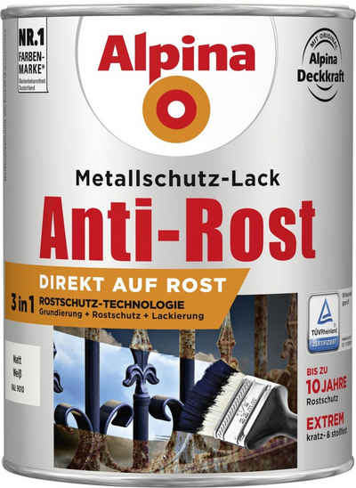 Alpina Metallschutzlack Alpina Metallschutz-Lack Anti-Rost 2,5 L weiß matt