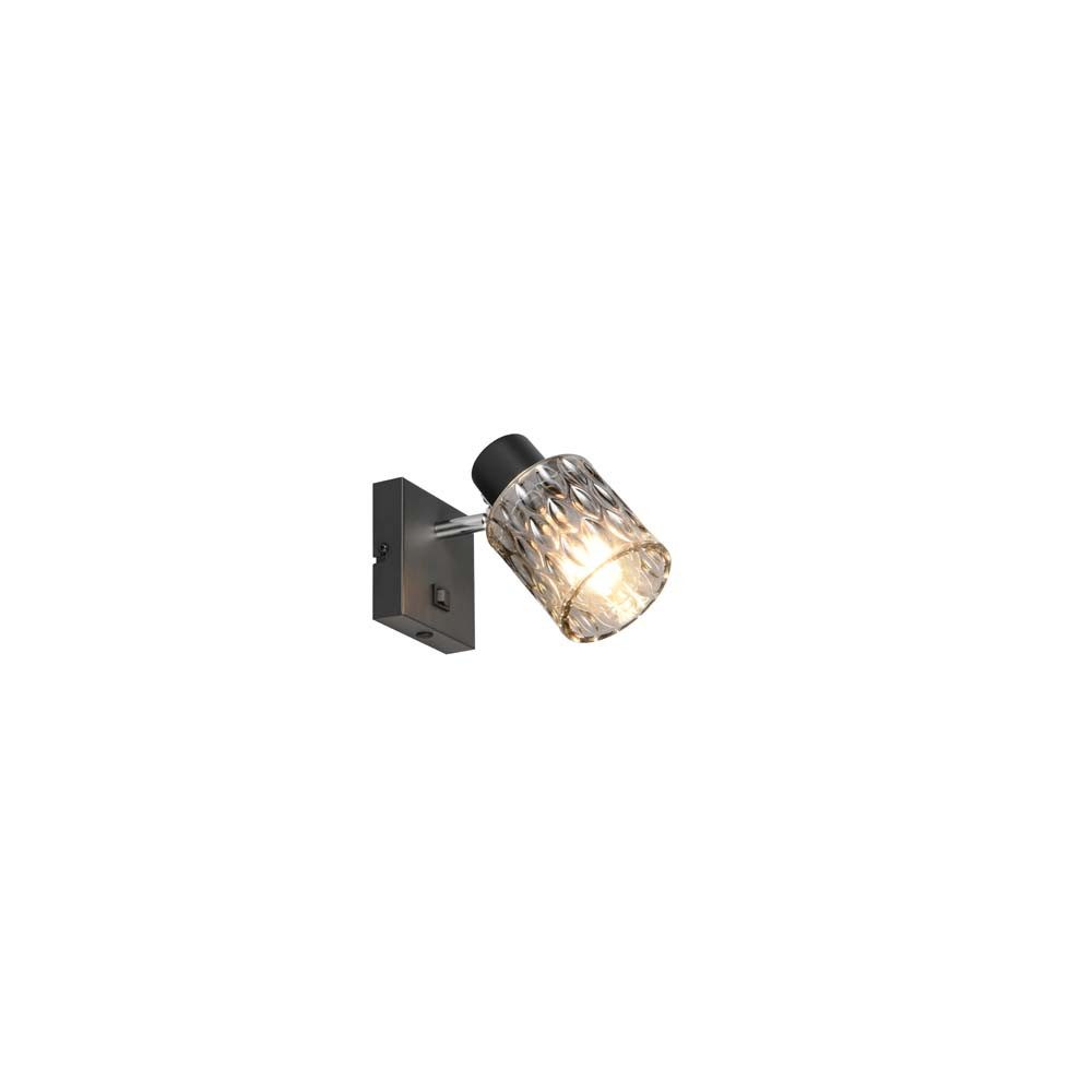 Reality Leuchten Wandstrahler, Leuchtmittel nicht inklusive, Wandlampe Wandstrahler Flurleuchte Metall schwarz matt Schalter Glas