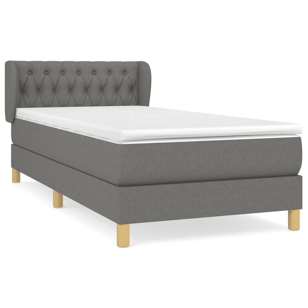 Boxspringbett 90 x 200 cm Boxspringbett mit Matratze Dunkelgrau 90x200 cm Stoff Bett