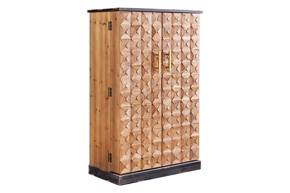 riess-ambiente Barschrank BODEGA 120cm natur - Pinienholz, 3D-Front, Flaschenregal, Massivholz (Einzelartikel, 1-St) Rustikaler Getränkeschrank - ideal f. Wohnzimmer, Küche od. Barbereich