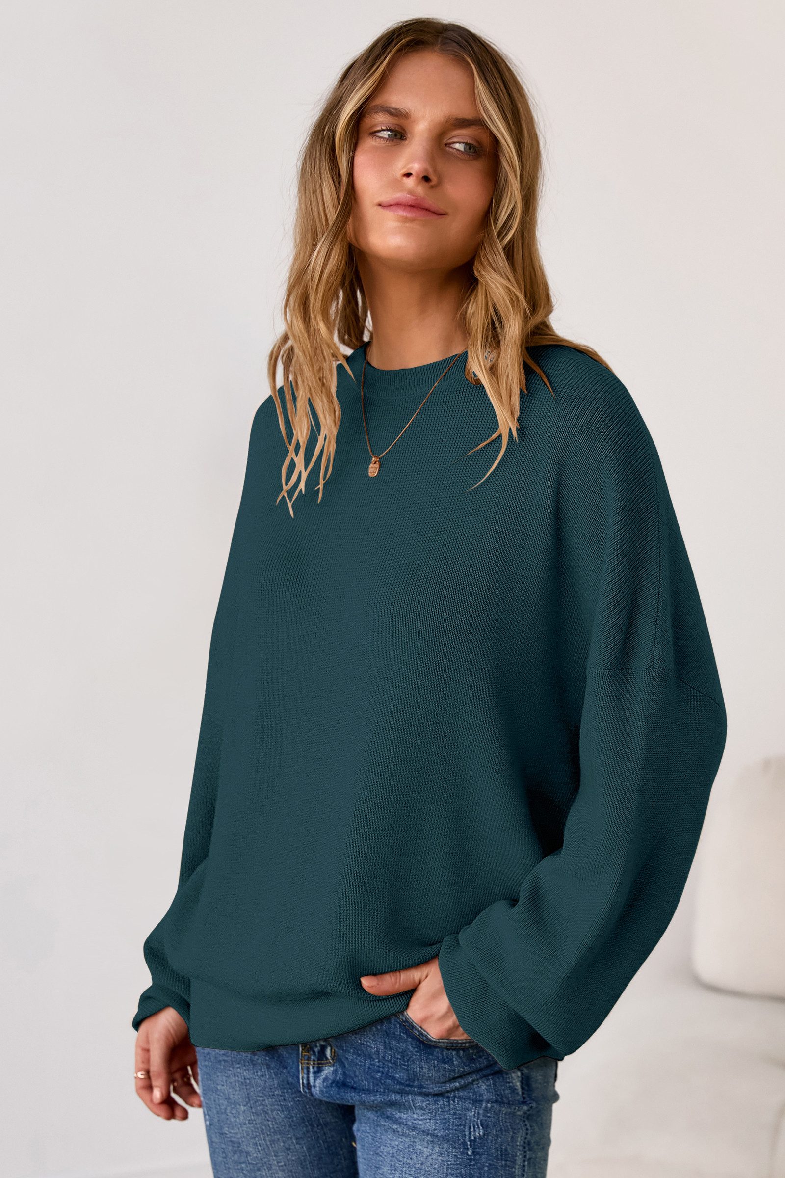 Arach&Cloz Strickpullover Damen Pullover Langarm Wolle Blend Rundhalsaussch günstig online kaufen