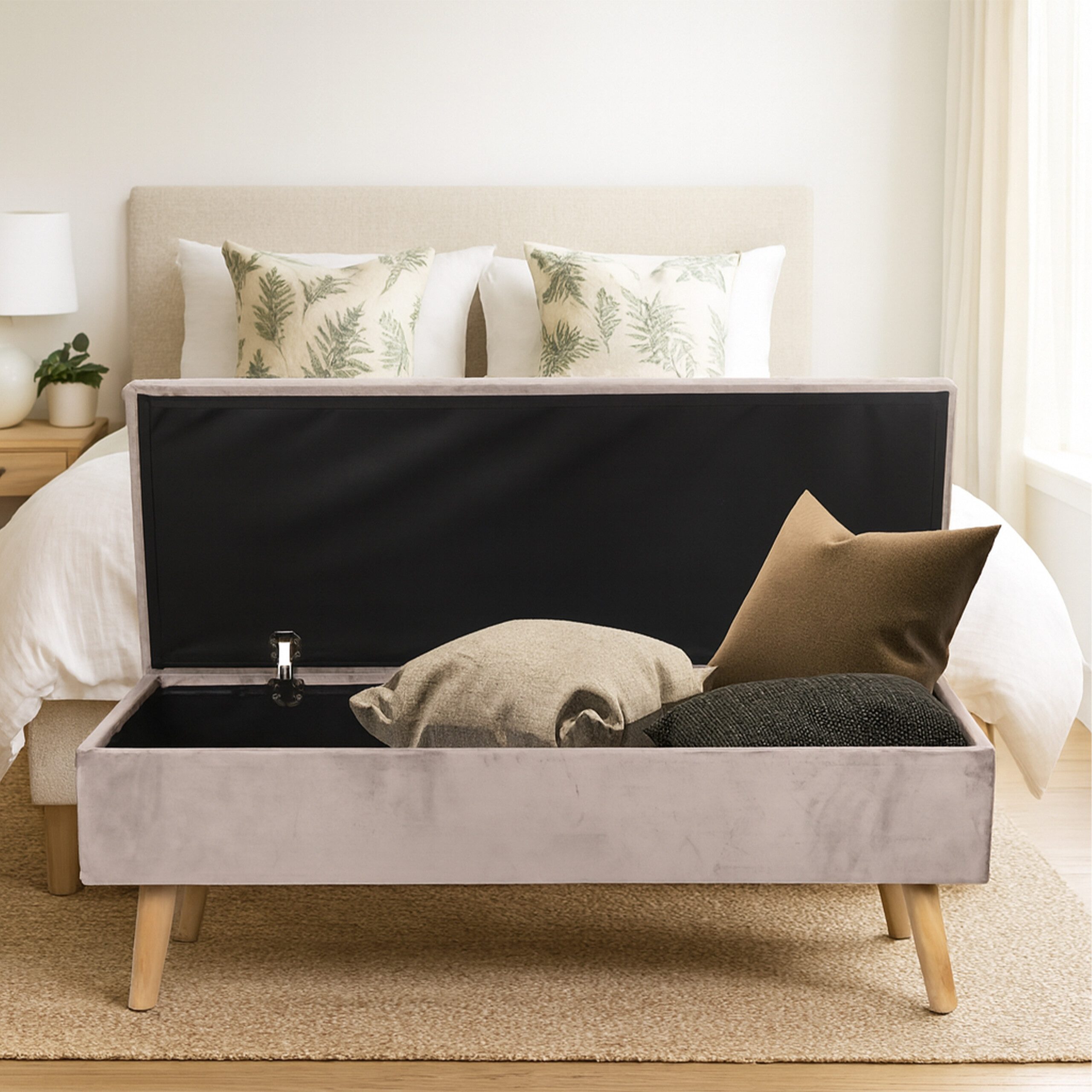 relaxdays Truhenbank Sitzbank Samt mit Stauraum, günstig online kaufen